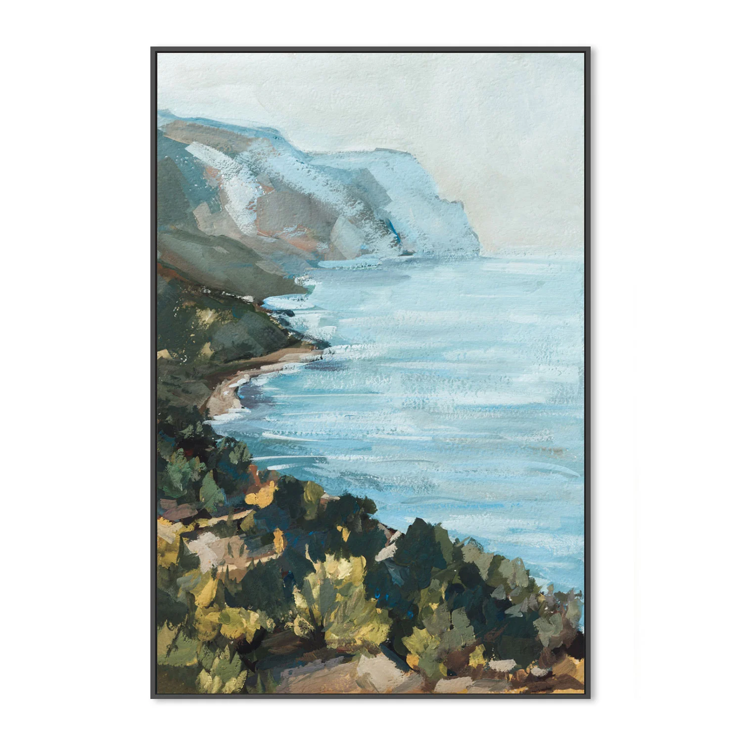 Shimmering Blue Coast , Hand-painted Canvas - Image 3