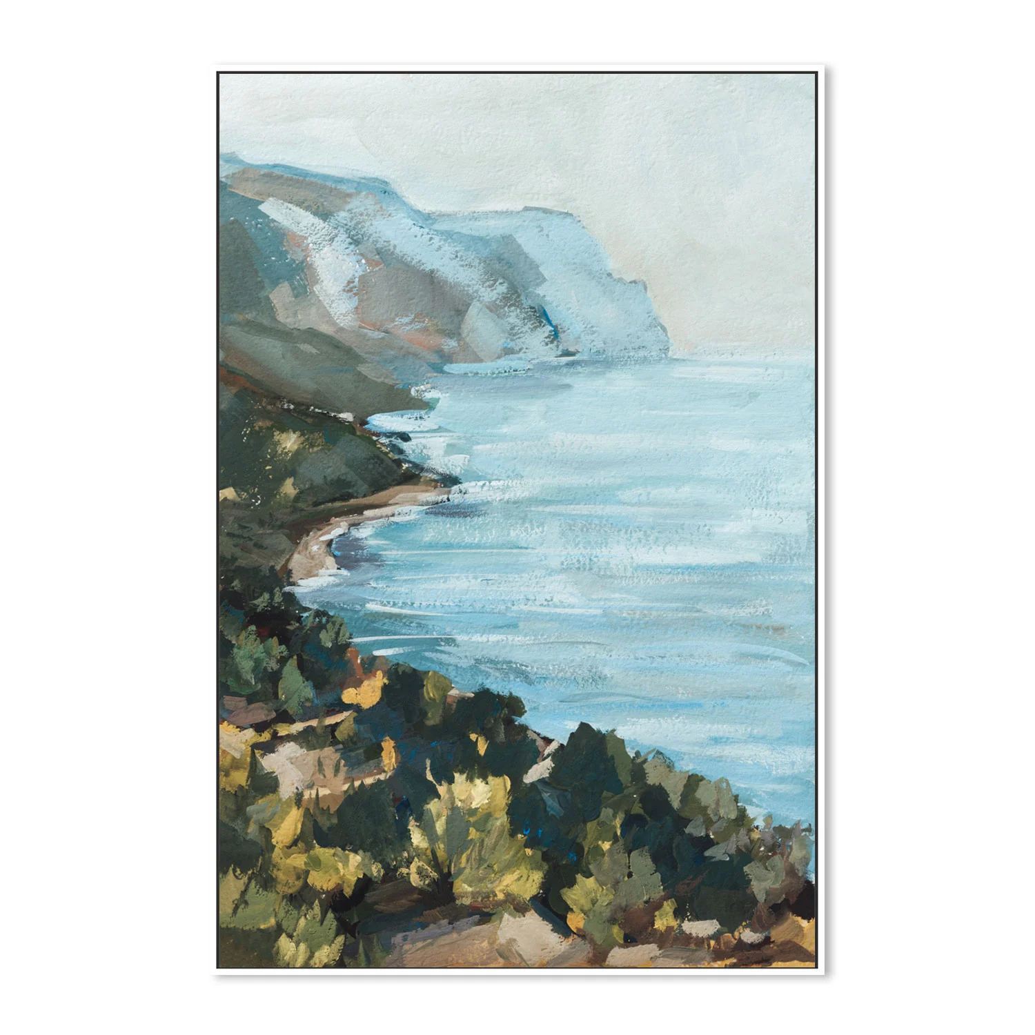 Shimmering Blue Coast , Hand-painted Canvas - Image 5