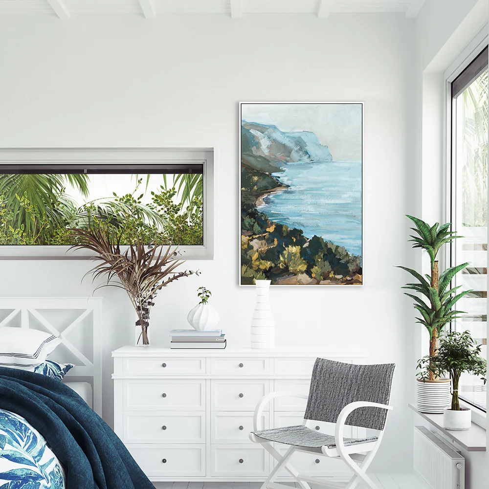 Shimmering Blue Coast , Hand-painted Canvas - Image 7
