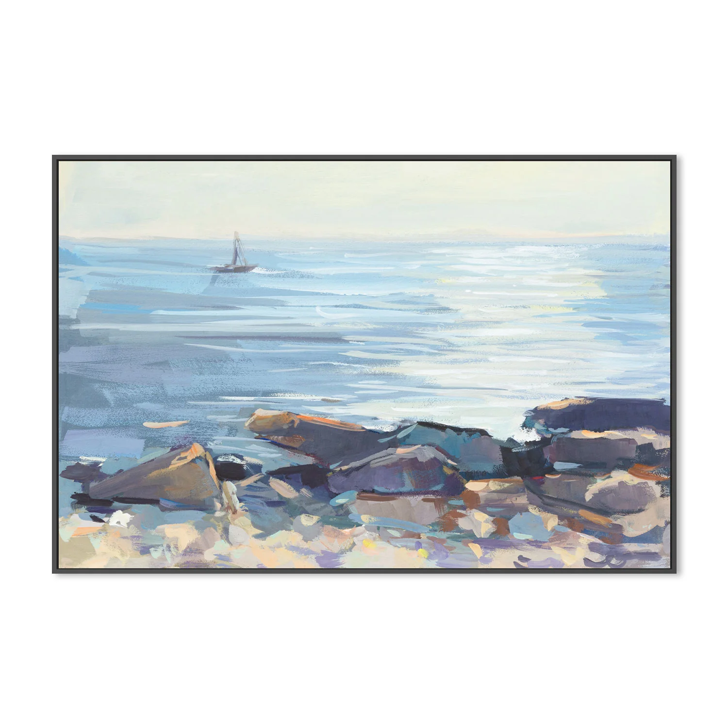 Shimmering Ocean , Hand-painted Canvas - Image 3