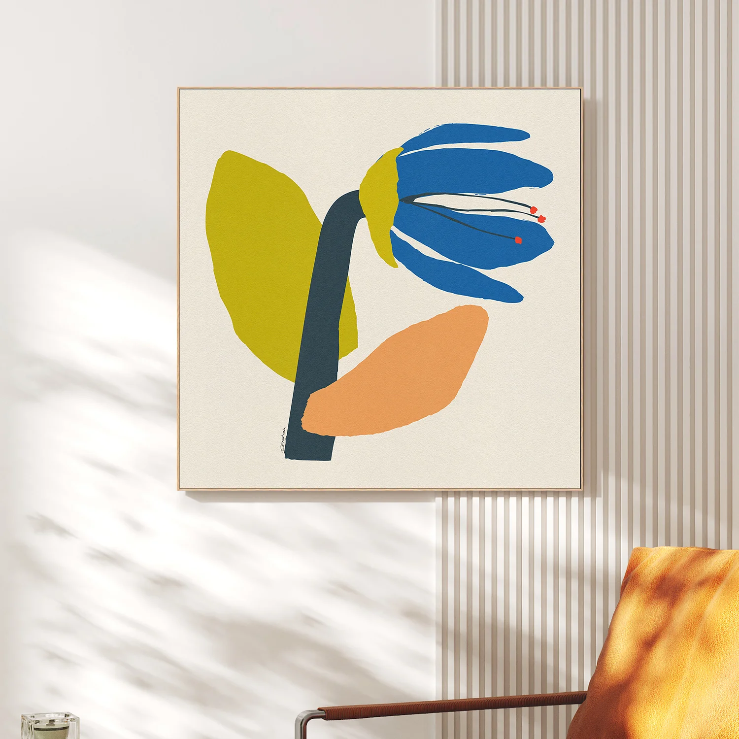 Single Blue Flower With Cream Leaf - Image 2