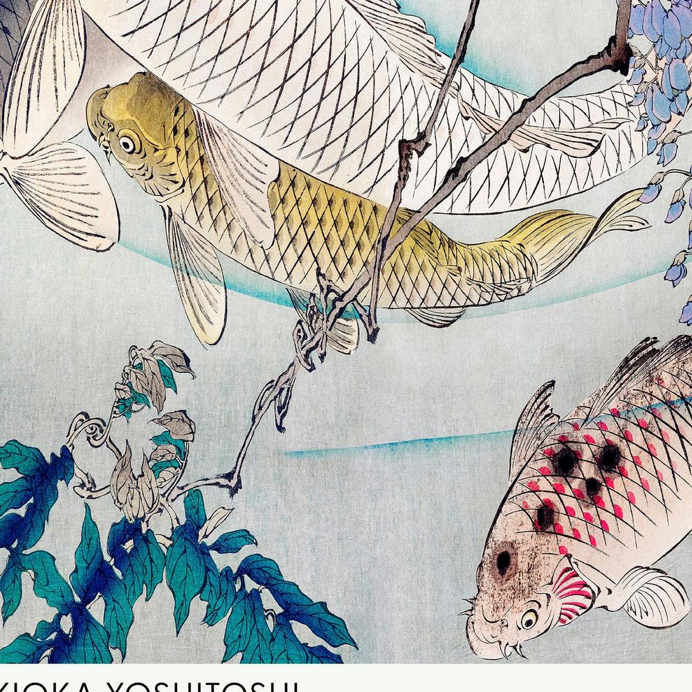 Six Carp Swimming Beneath Wisteria (1889) - Image 11