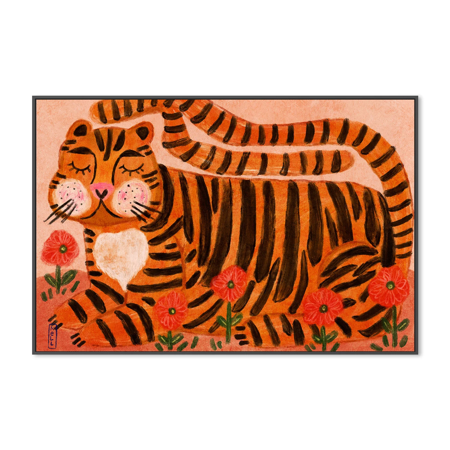 Sleeping Tiger in a Flower Garden - Image 3