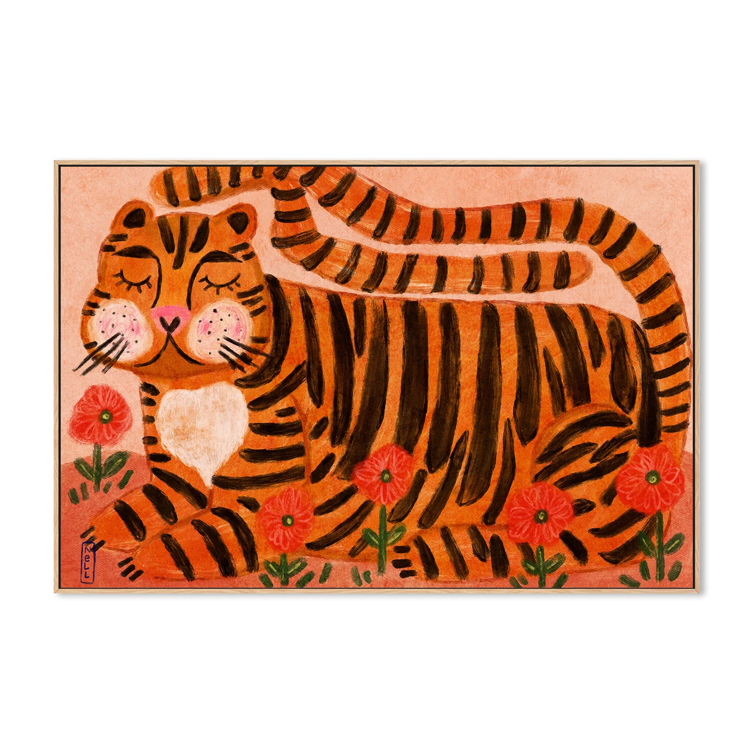 Sleeping Tiger in a Flower Garden - Image 4