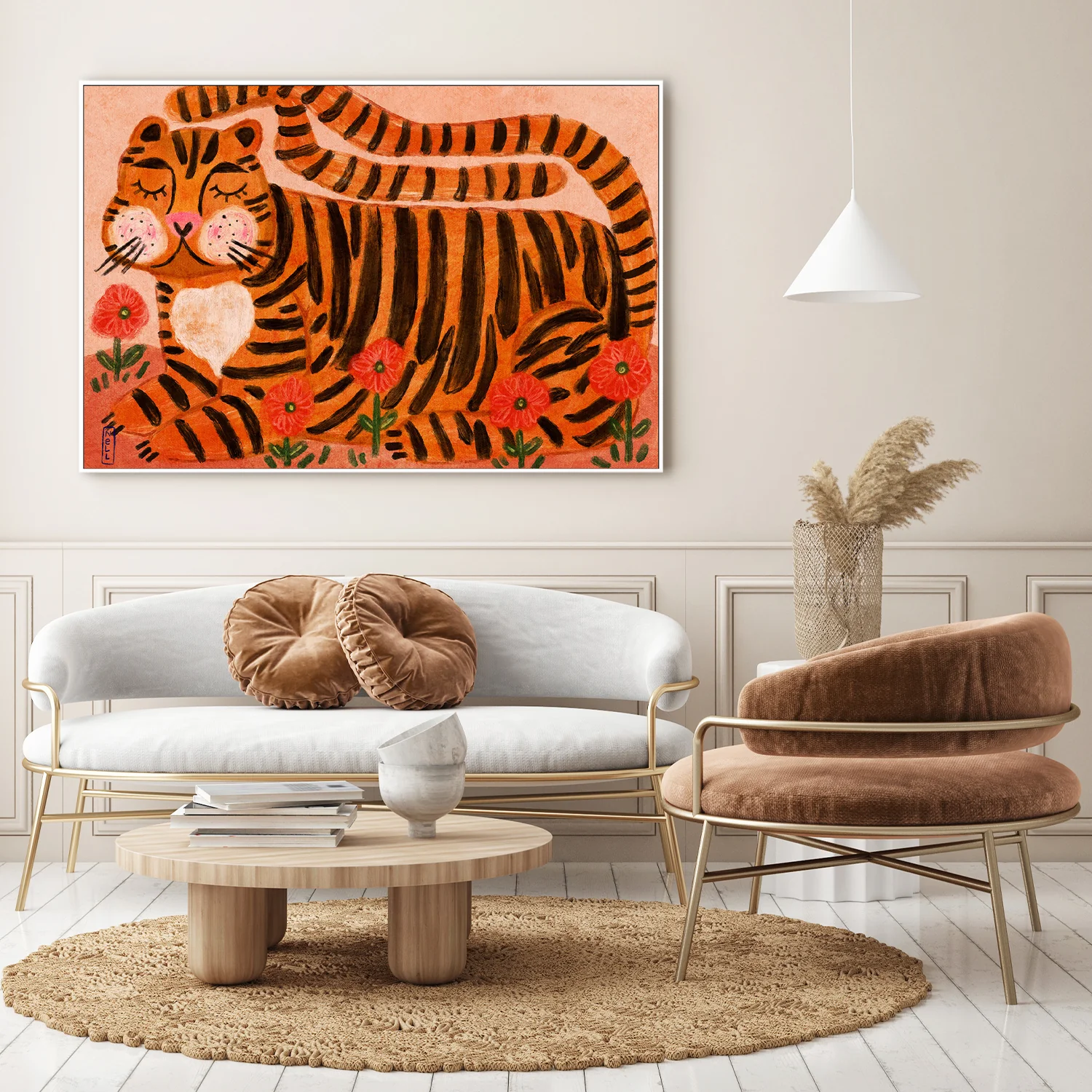 Sleeping Tiger in a Flower Garden - Image 9