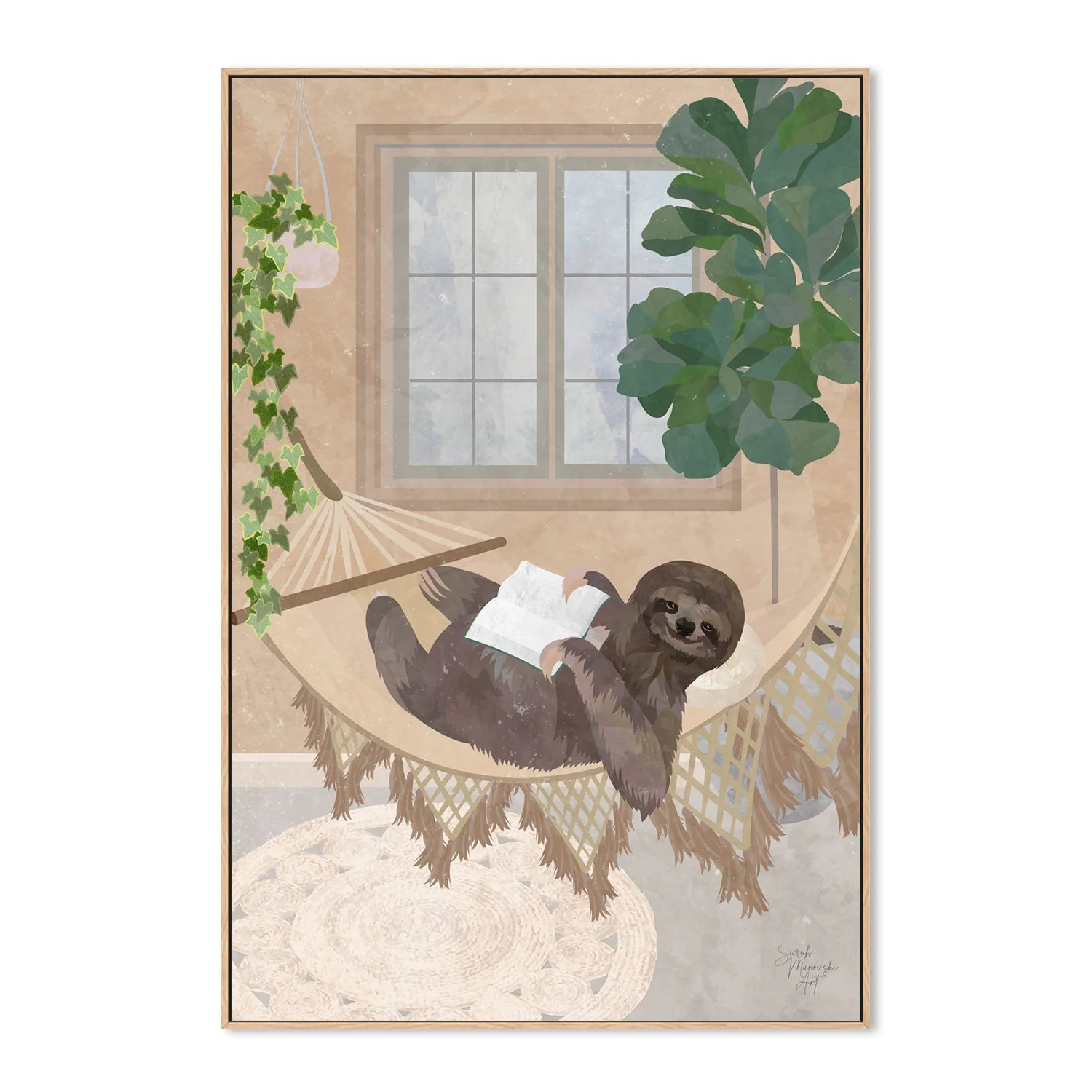 Cozy Sloth Reading - Image 4