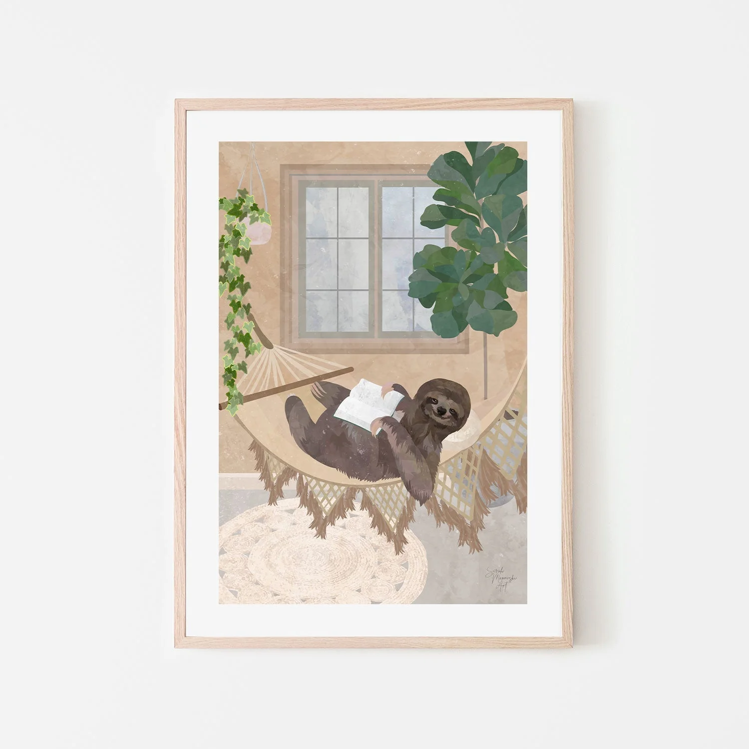Cozy Sloth Reading - Image 6