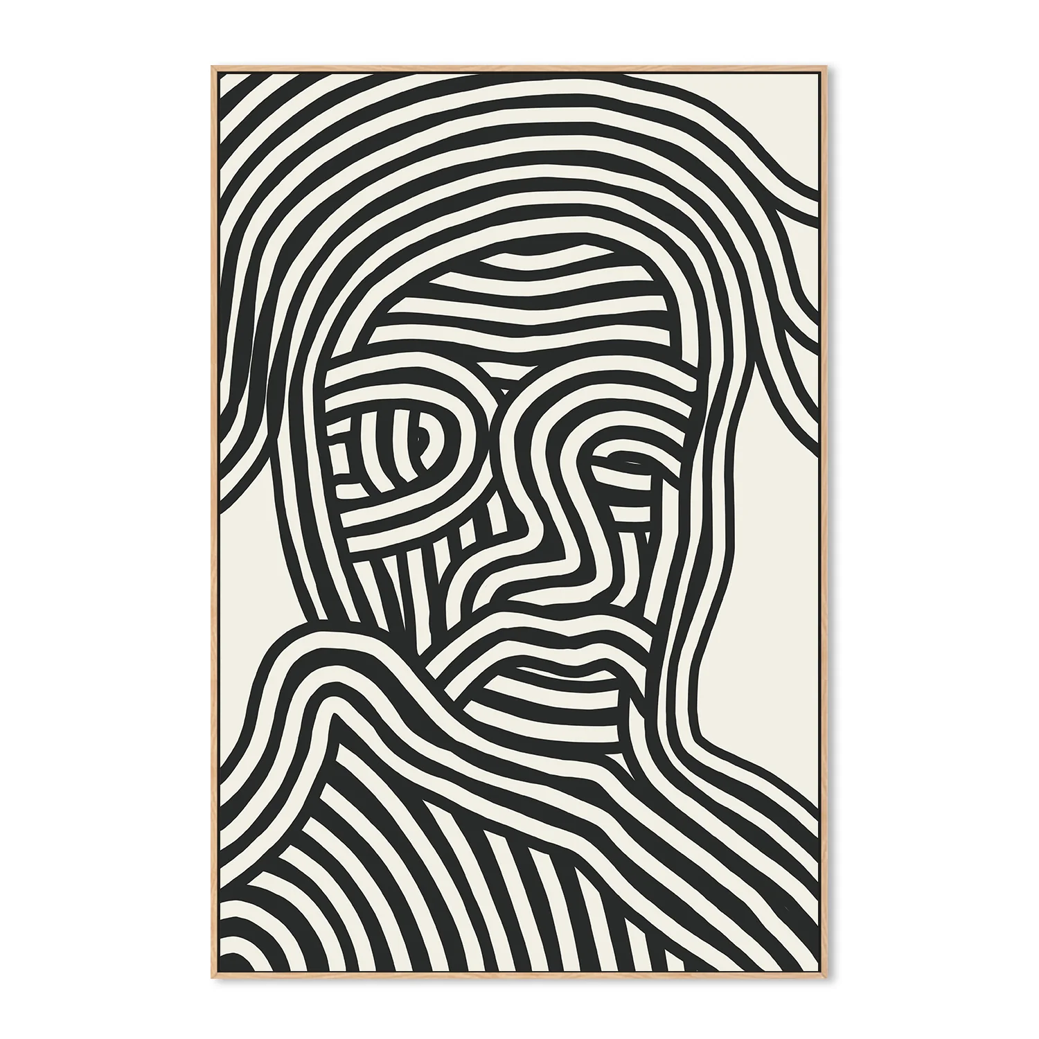 Stylized Human Face With Black Stripes - Image 4