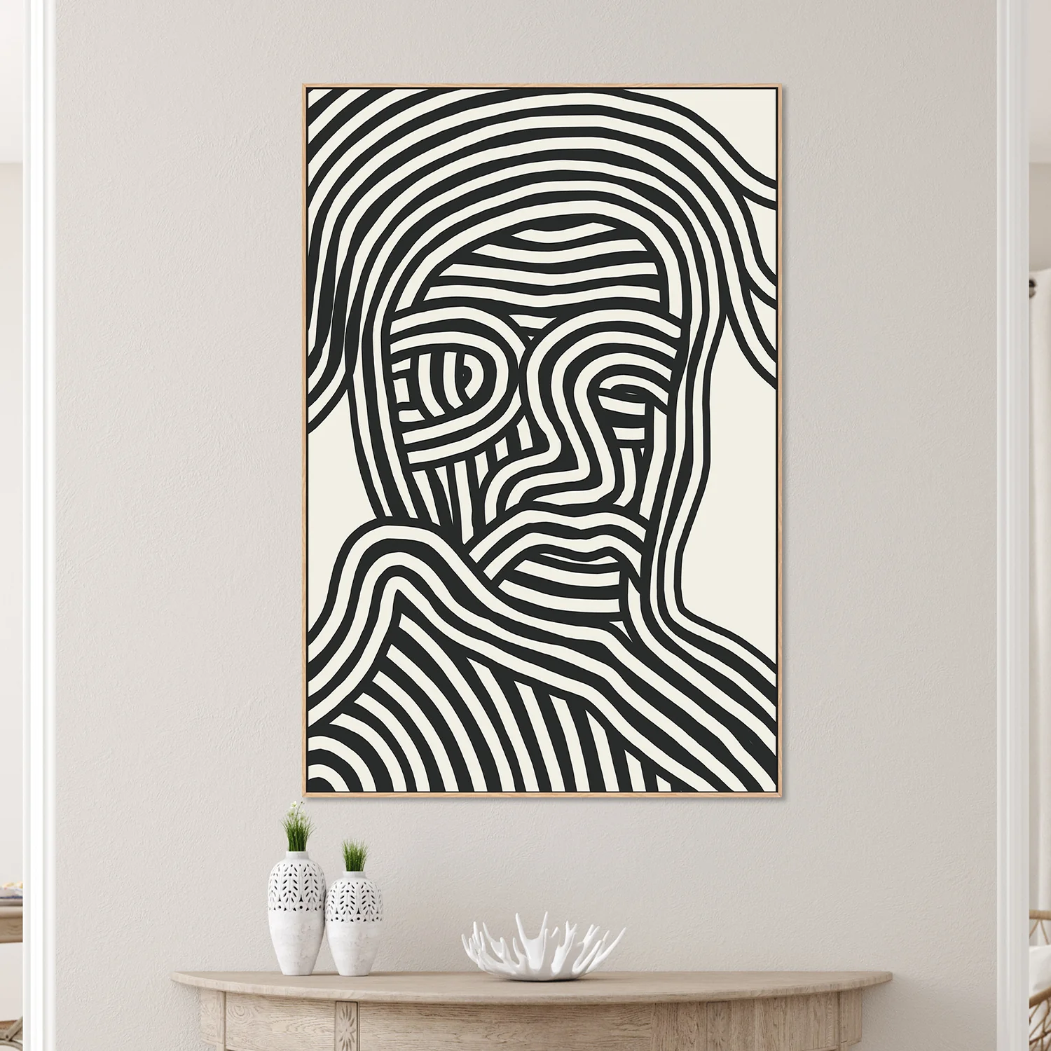 Stylized Human Face With Black Stripes - Image 7