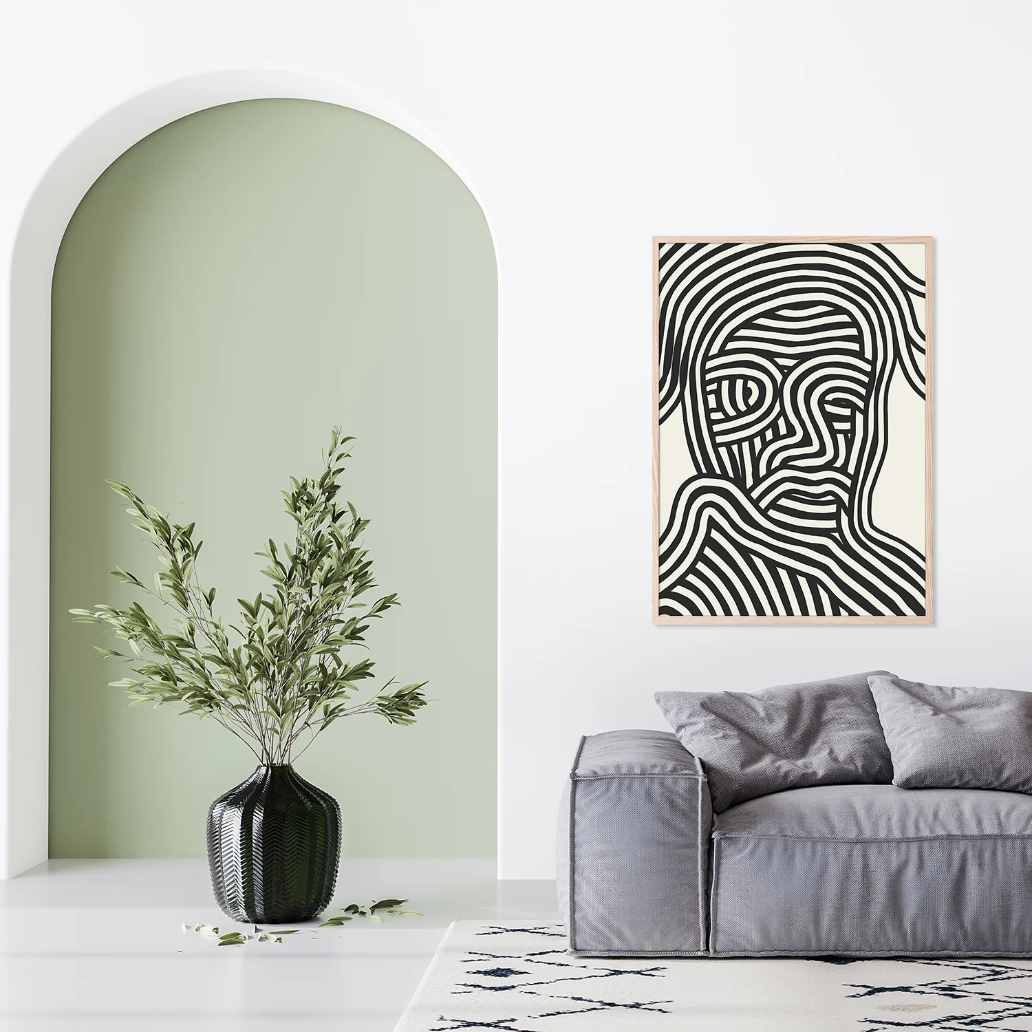 Stylized Human Face With Black Stripes - Image 9