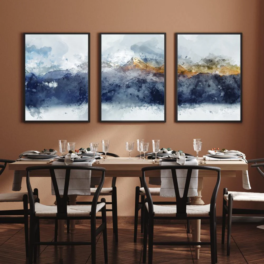 Sunlight Mountains, Abstract Art, Set Of 3 - Image 3