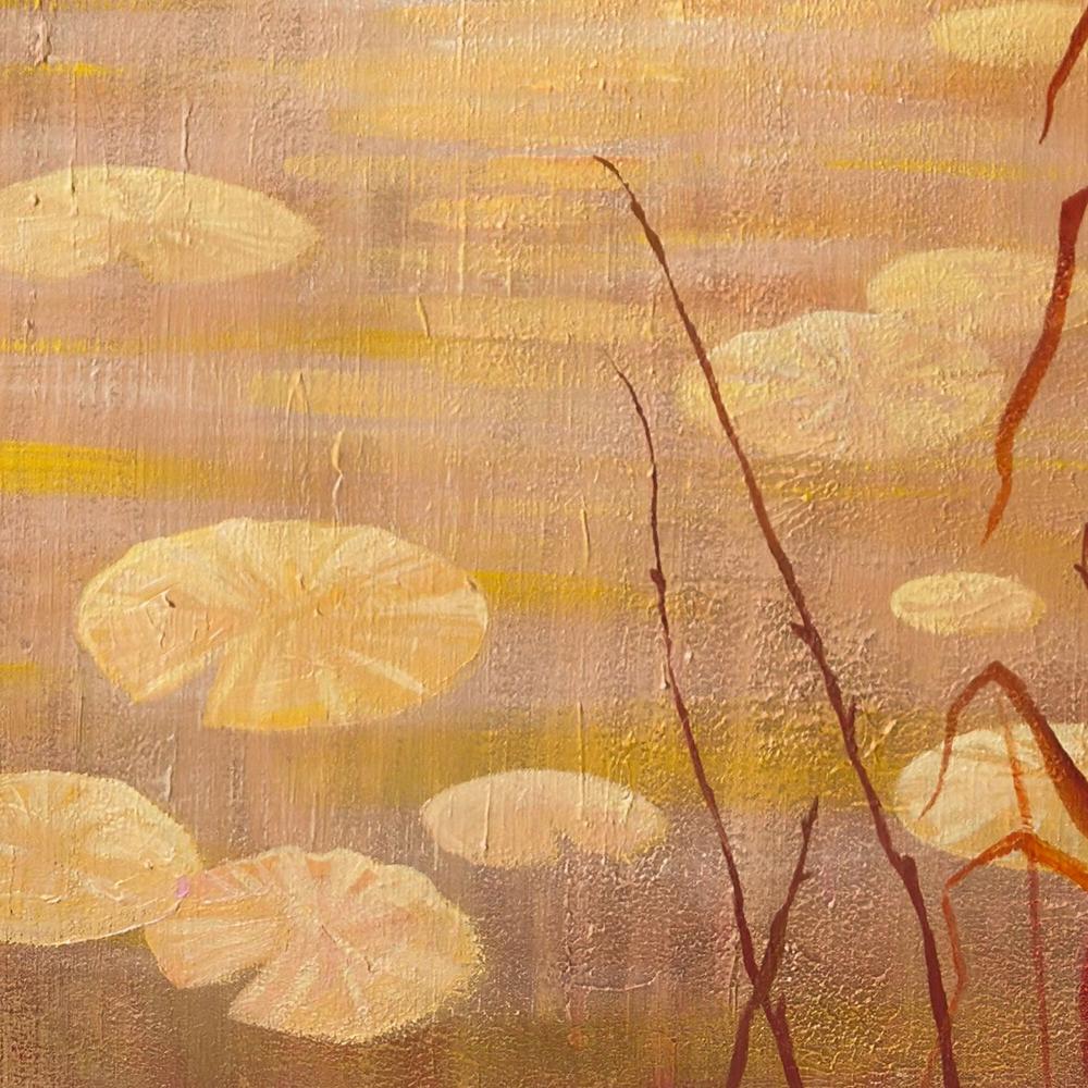 Sunset Pond With Reeds, Original Hand-painted Canvas by Ekaterina Prisich - Image 5