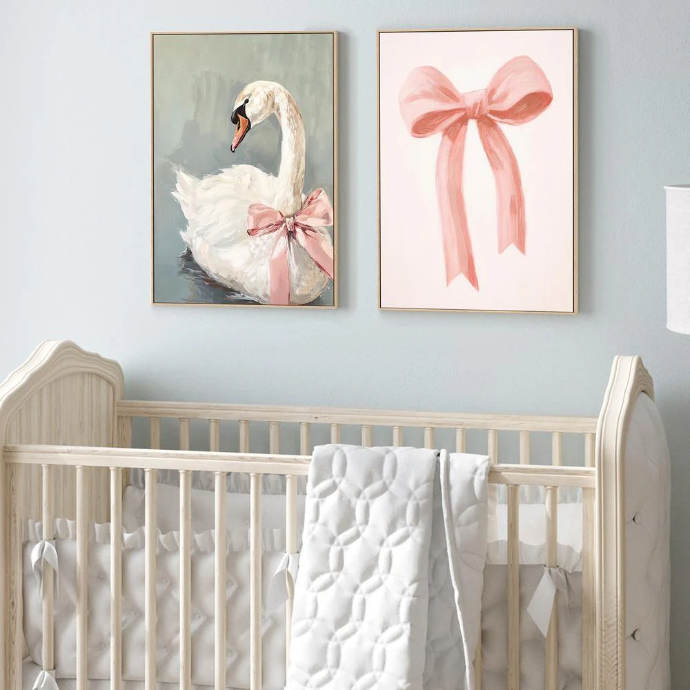 Swan & Pink Bow, Set Of 2 - Image 2