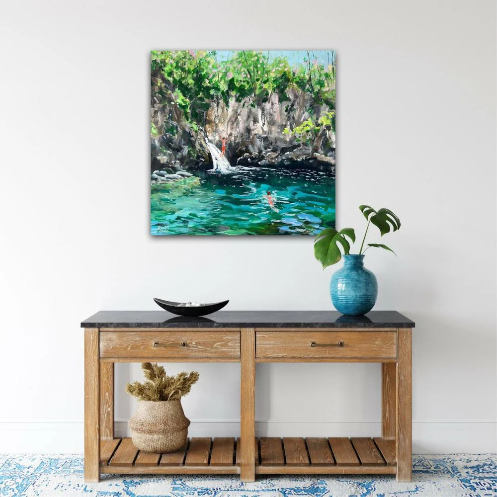 Swimming at Blue Eye. Original Hand-Painted Canvas By Meredith Howse - Image 7