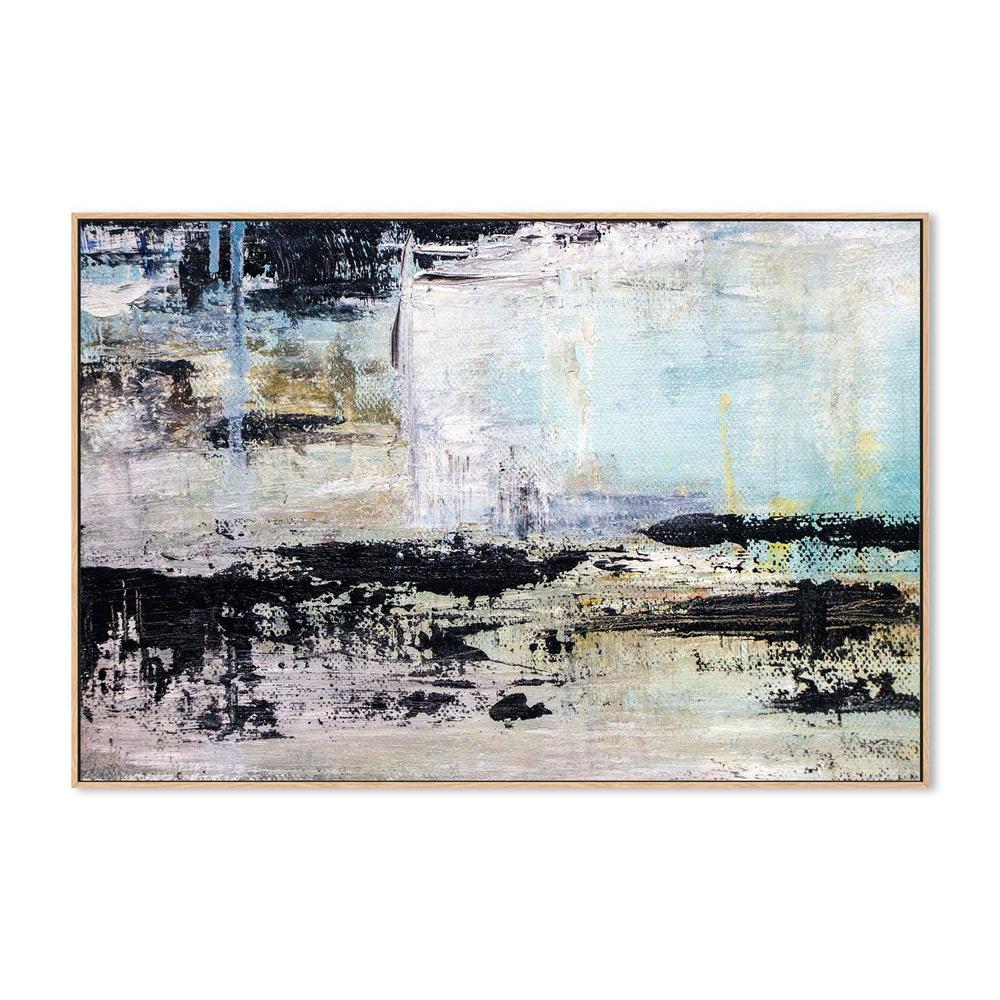 Teal and Black Abstract , Hand-painted Canvas - Image 4