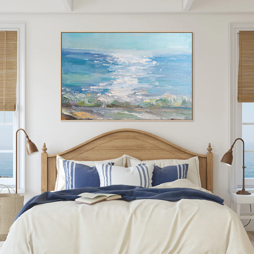 The Glistening Lake , Hand-Painted Canvas - Image 2