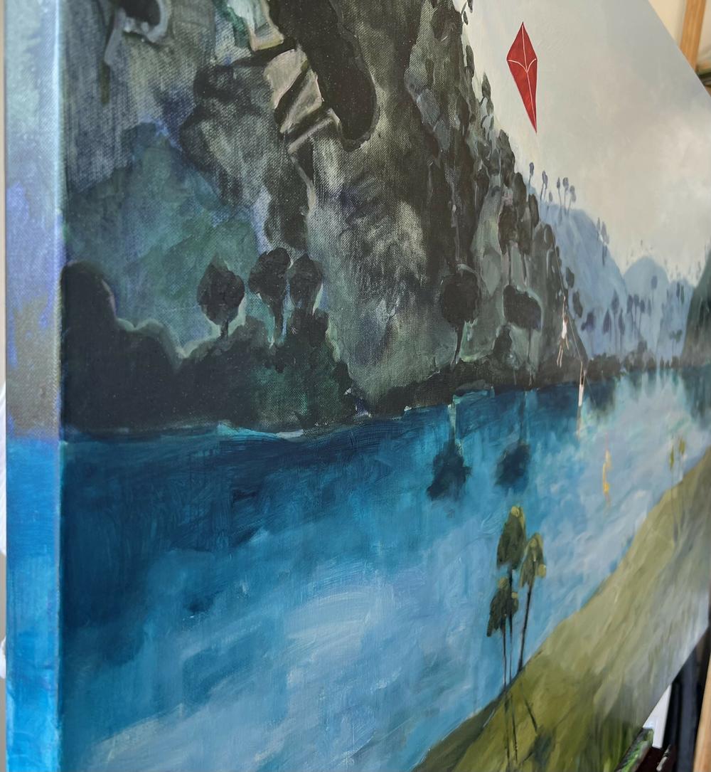 Kite Flying and Mountains, Original Hand-Painted Canvas By Meredith Howse - Image 5