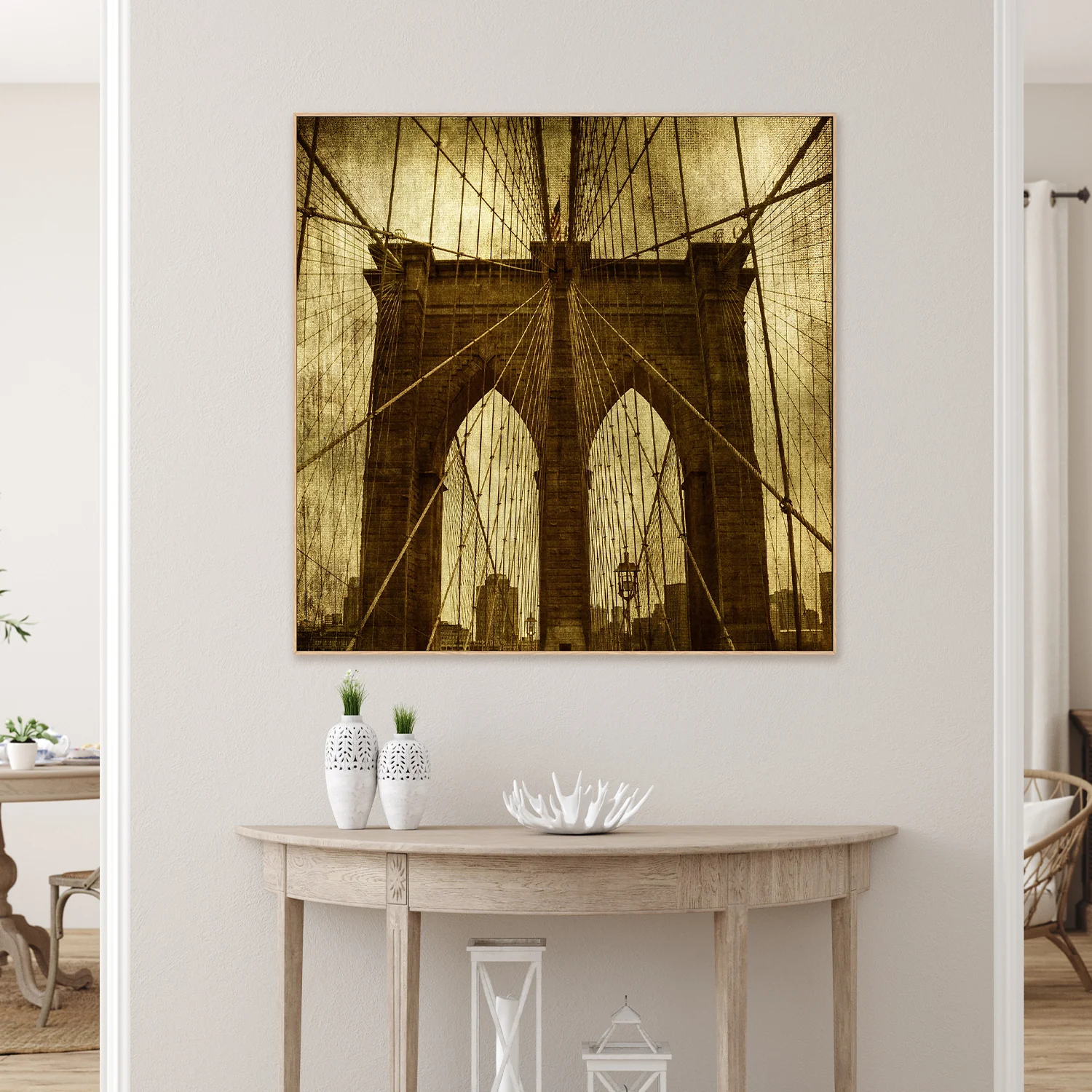 The Ropes and Architecture of The Brooklyn Bridge in NYC, Industrial Spiders - Image 2