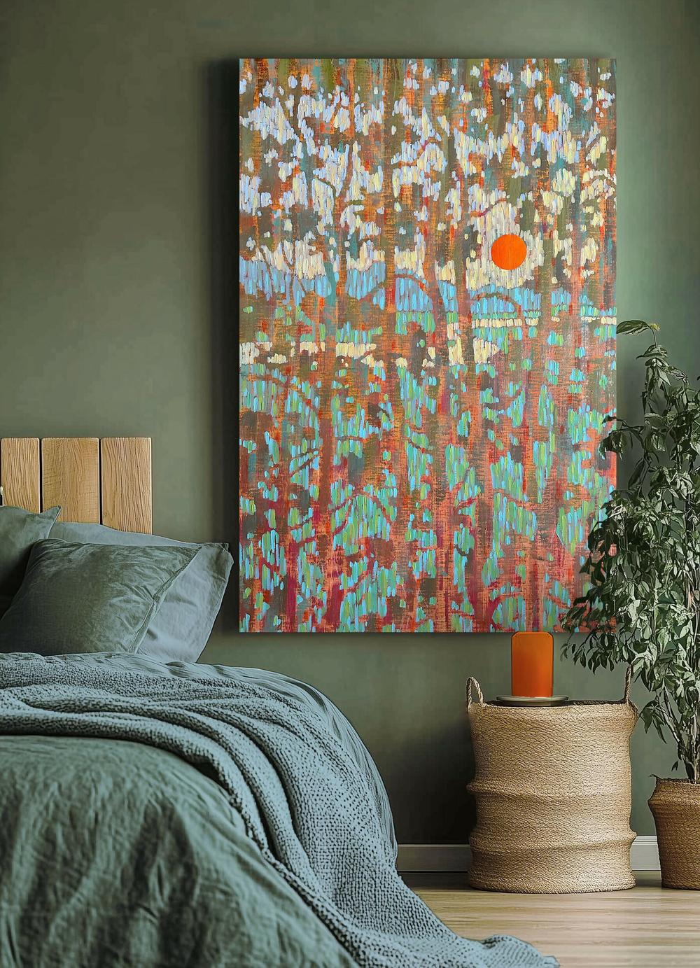 Through the Pine Branches - Original Painting by Ekaterina Prisich