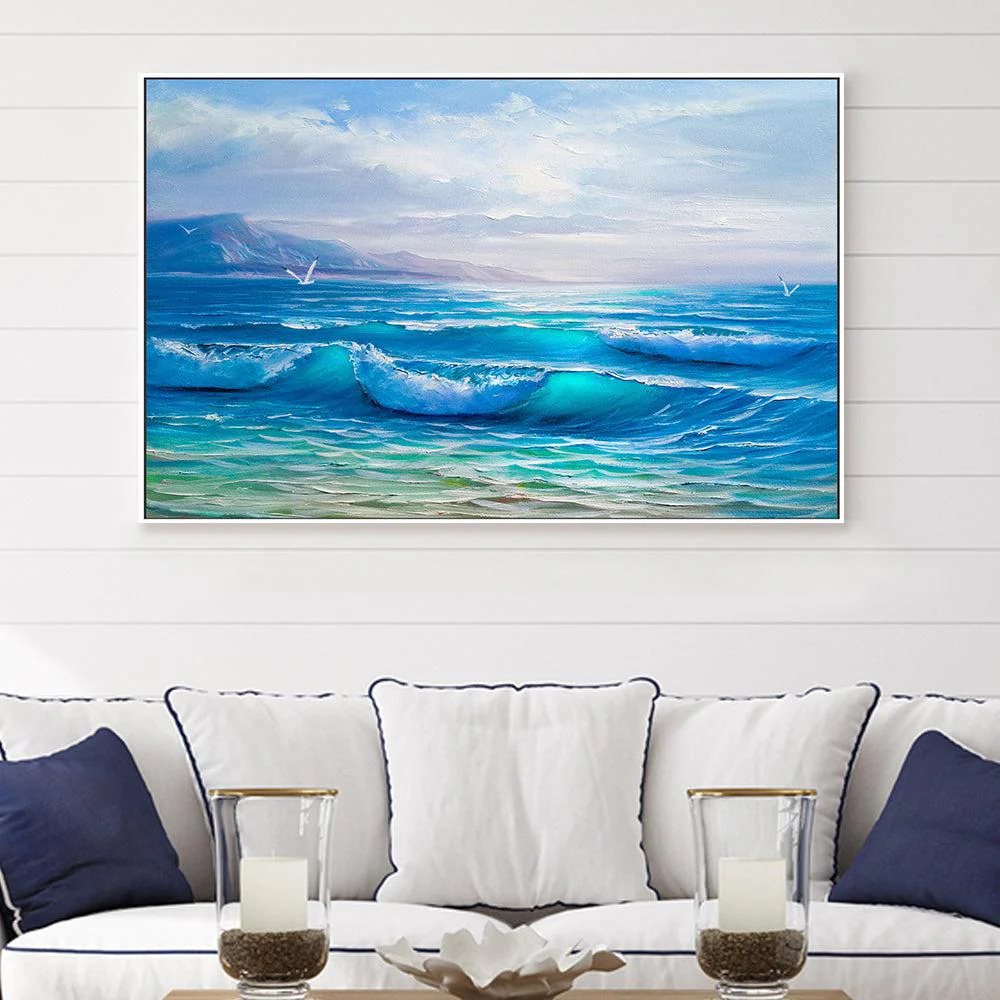 Tranquil Waves , Hand-painted Canvas - Image 2