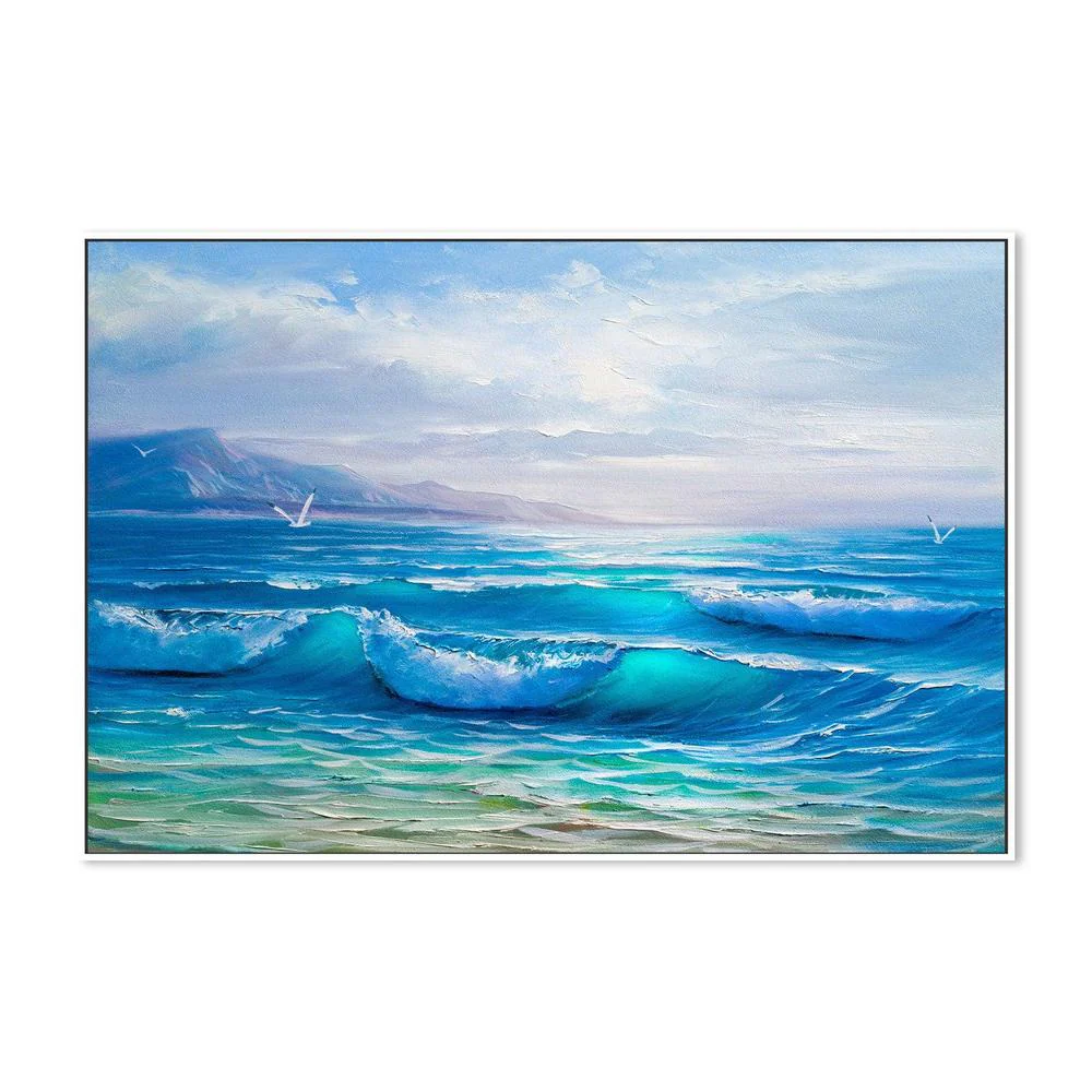 Tranquil Waves , Hand-painted Canvas - Image 5