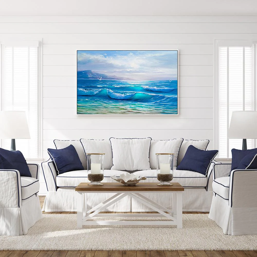 Tranquil Waves , Hand-painted Canvas - Image 7
