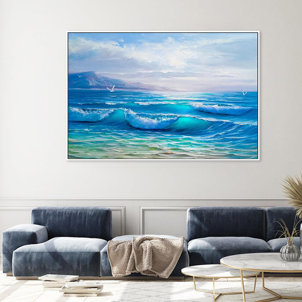 Tranquil Waves , Hand-painted Canvas - Image 8