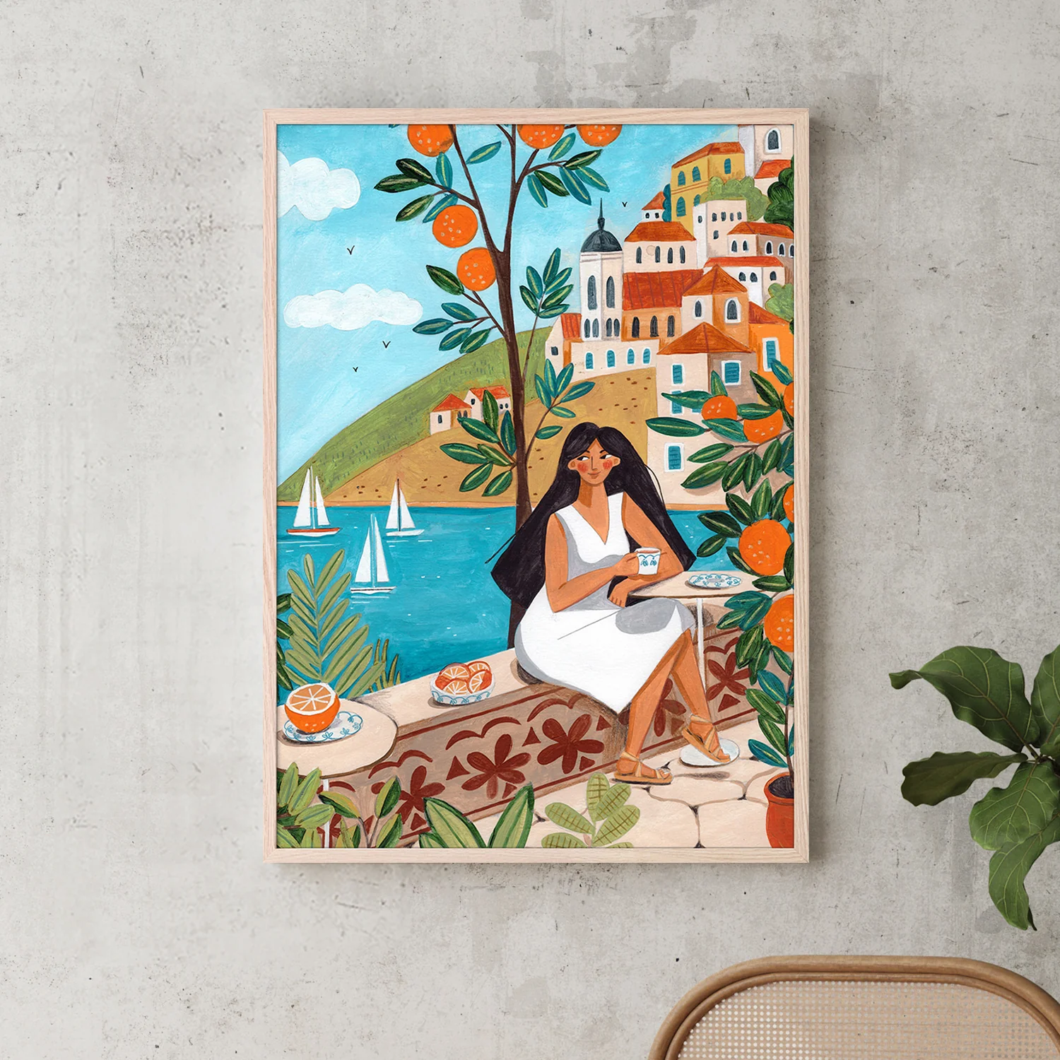 Travel poster woman in Mediterranean coast - Image 2