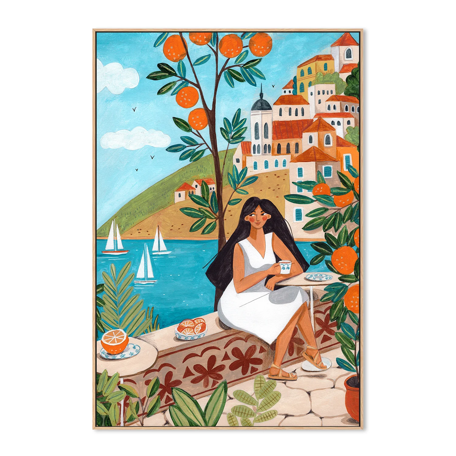 Travel poster woman in Mediterranean coast - Image 4