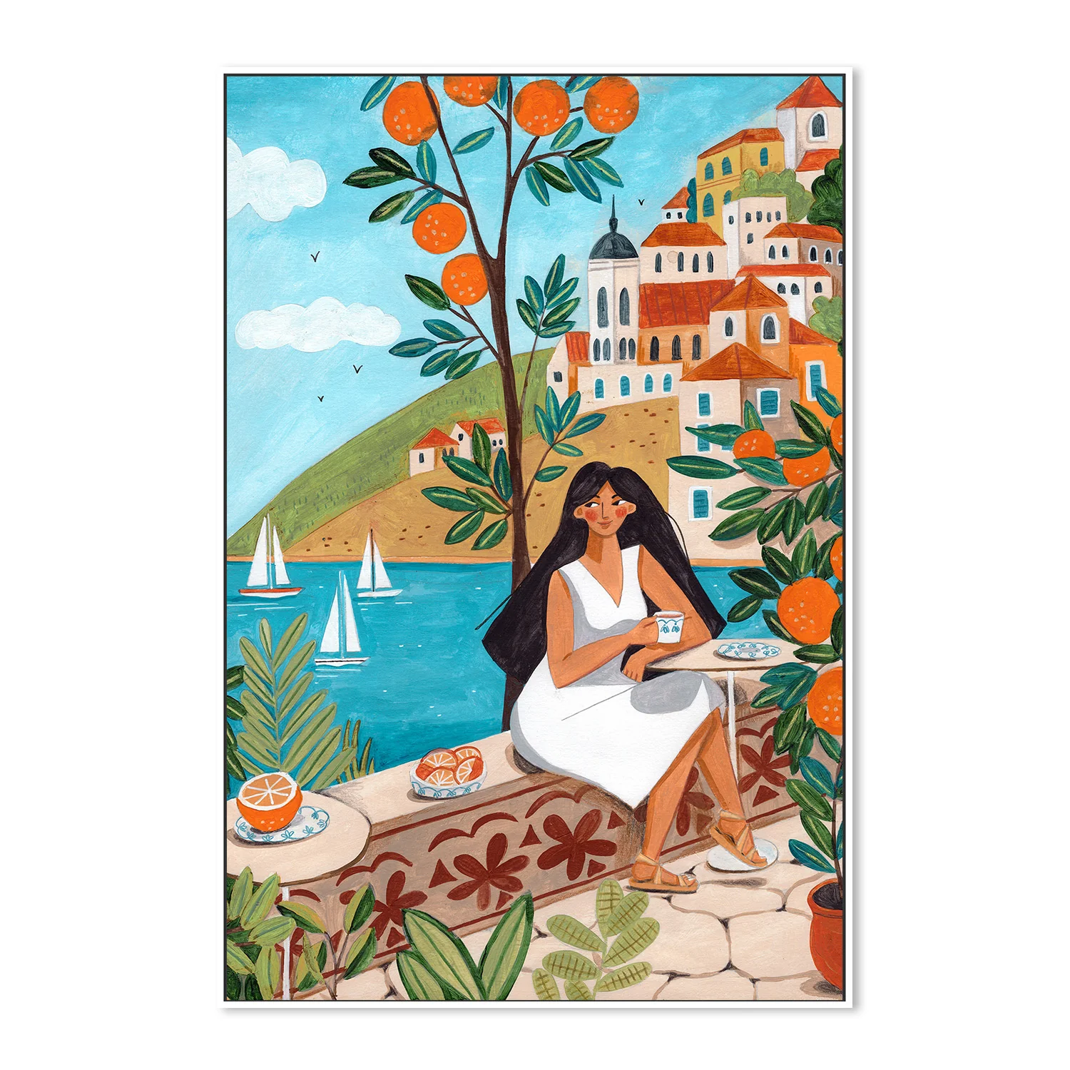 Travel poster woman in Mediterranean coast - Image 5