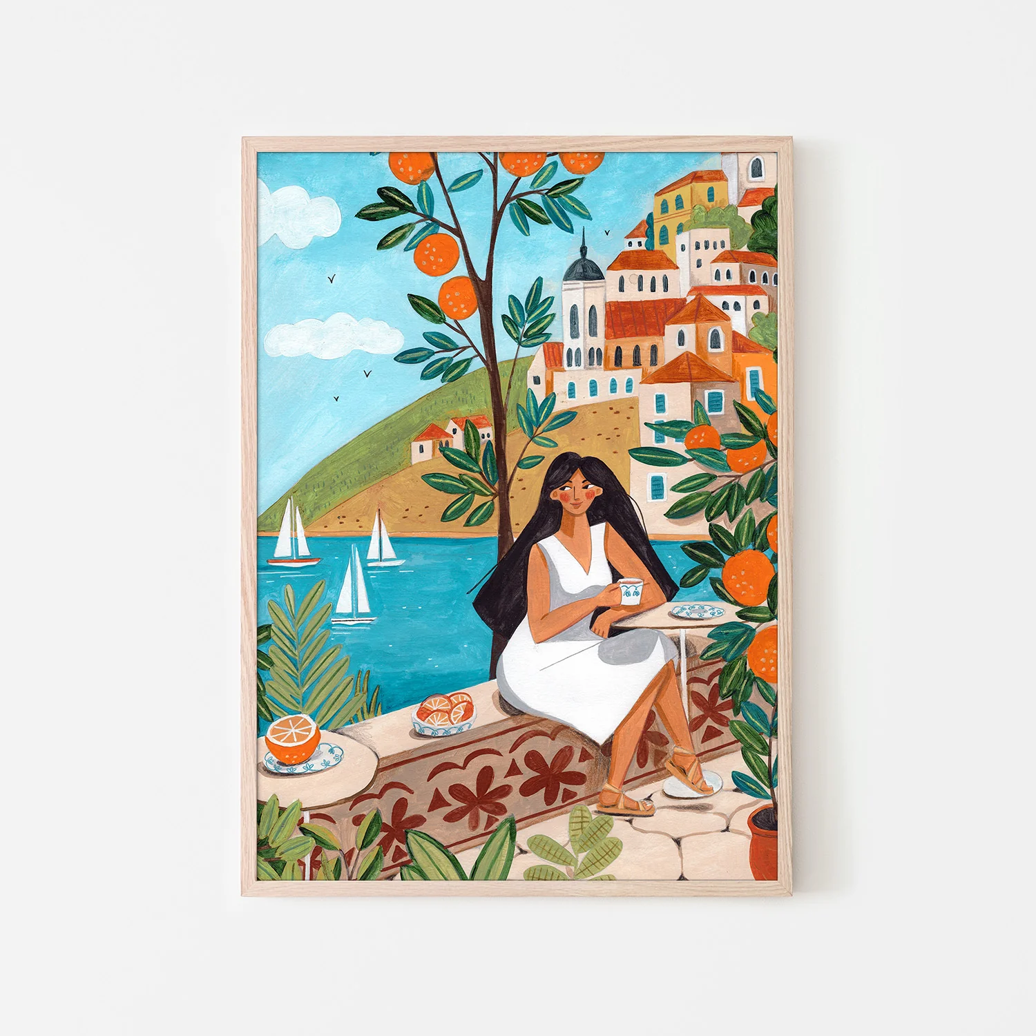 Travel poster woman in Mediterranean coast - Image 6