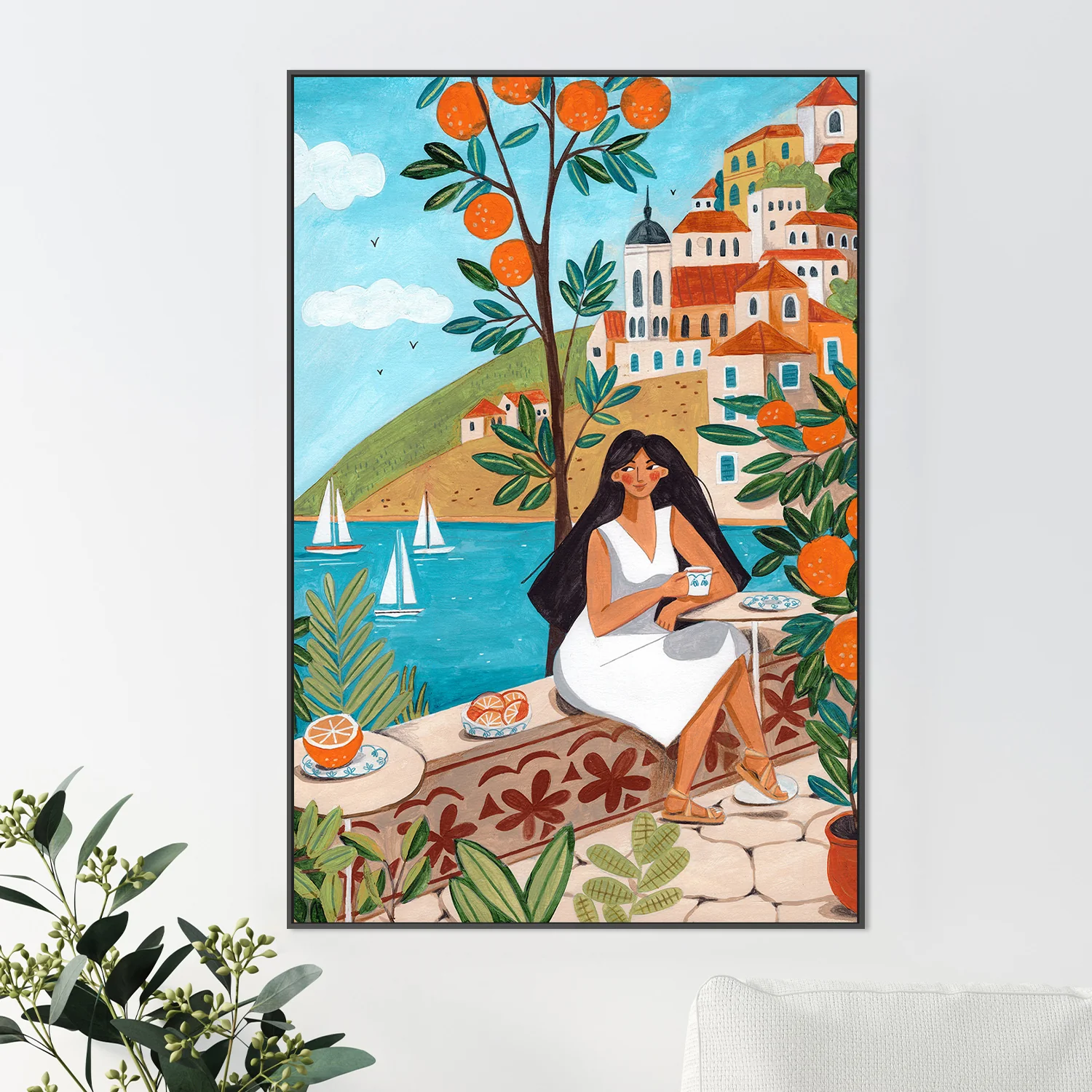 Travel poster woman in Mediterranean coast - Image 7