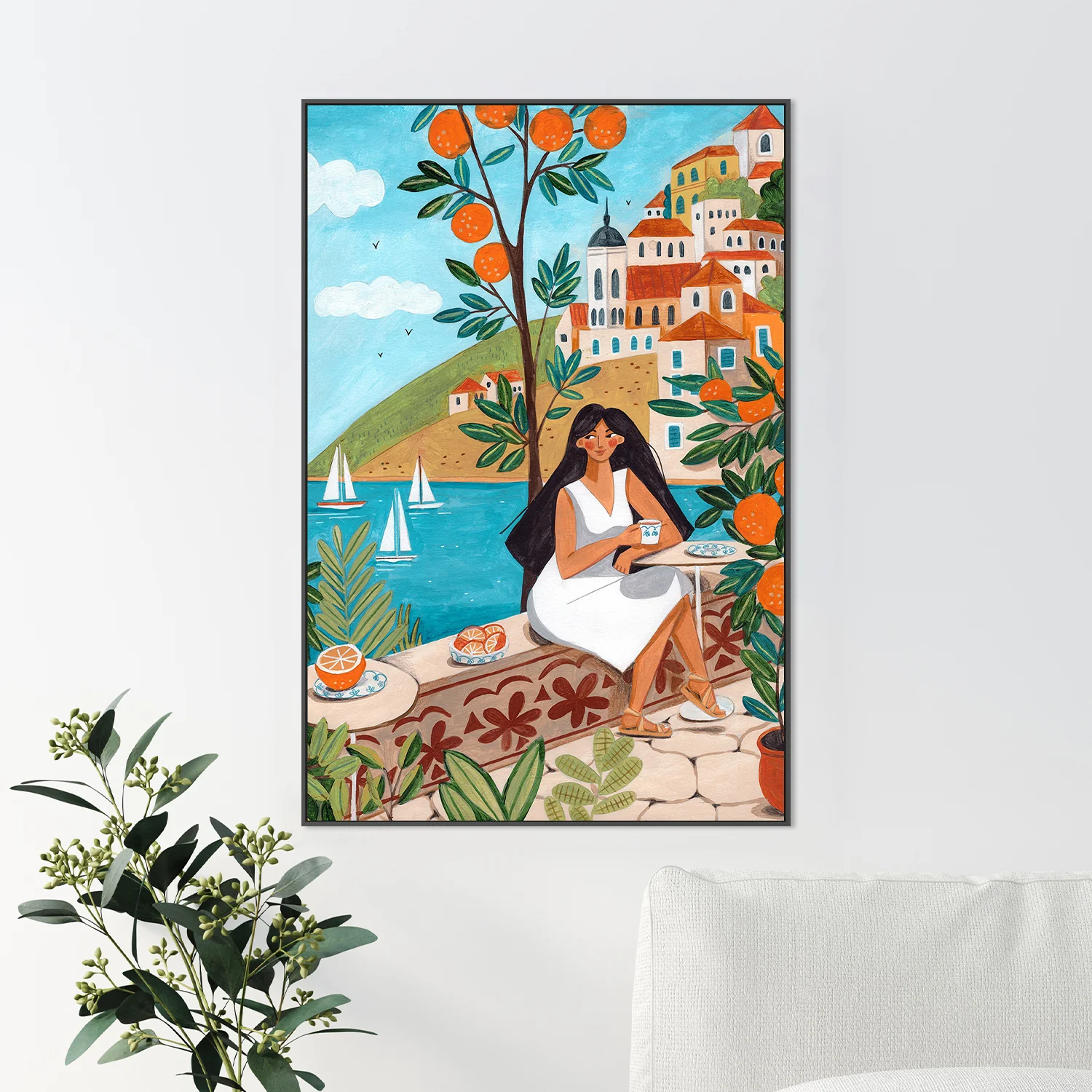 Travel poster woman in Mediterranean coast - Image 8