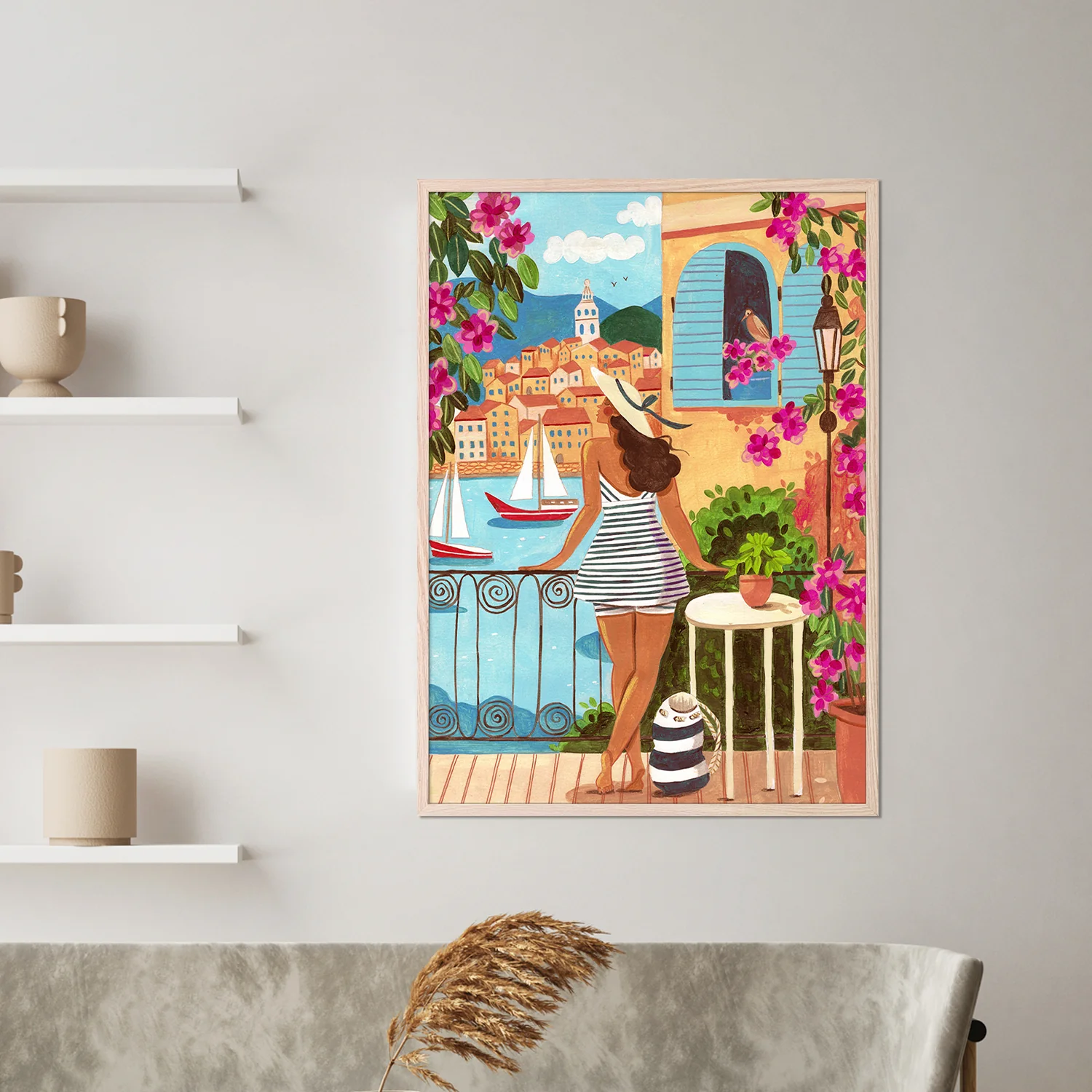 Travel poster woman in Saint-Tropez - Image 2