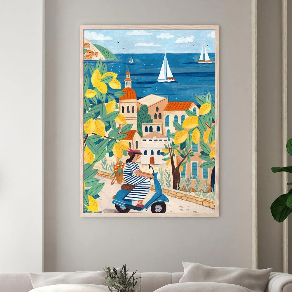 Travel poster woman on the Amalfi coast, Italy - Image 2