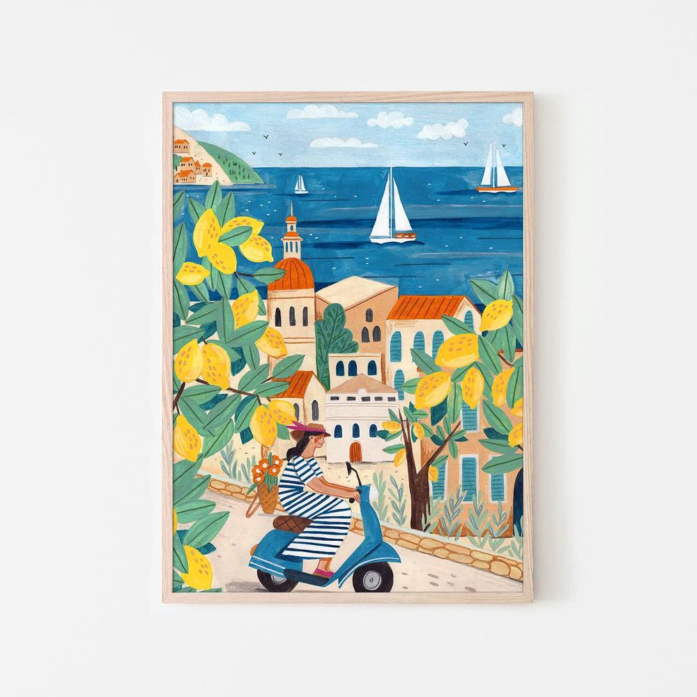 Travel poster woman on the Amalfi coast, Italy - Image 6