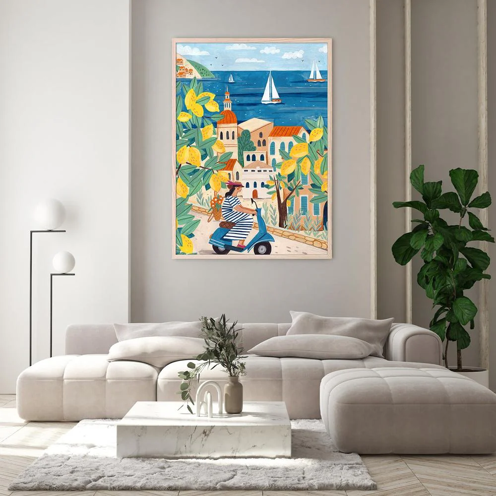 Travel poster woman on the Amalfi coast, Italy - Image 9