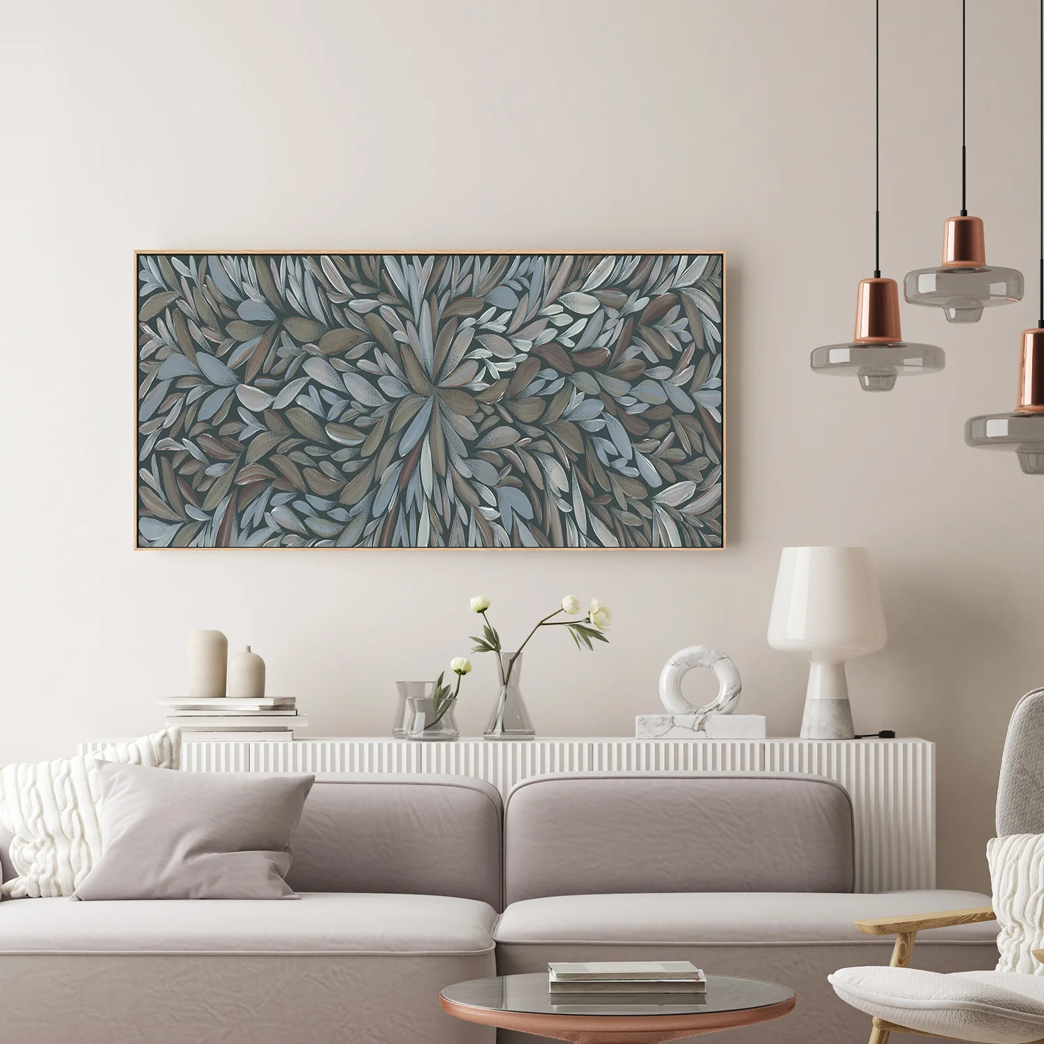 Tumbetin Baibaiye, Healing Leaves, Brown and Cream, Blue Tone - Image 2