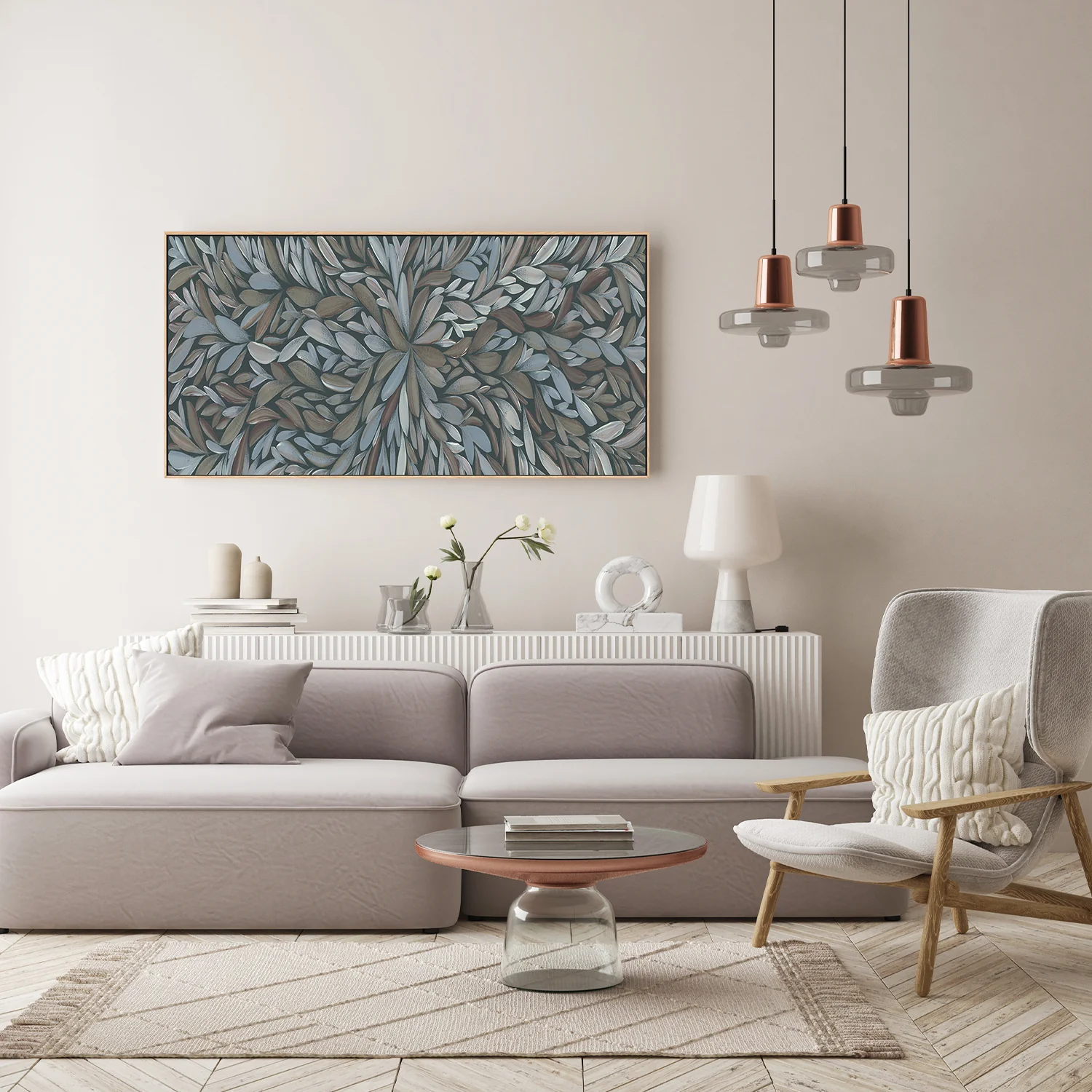 Tumbetin Baibaiye, Healing Leaves, Brown and Cream, Blue Tone - Image 8