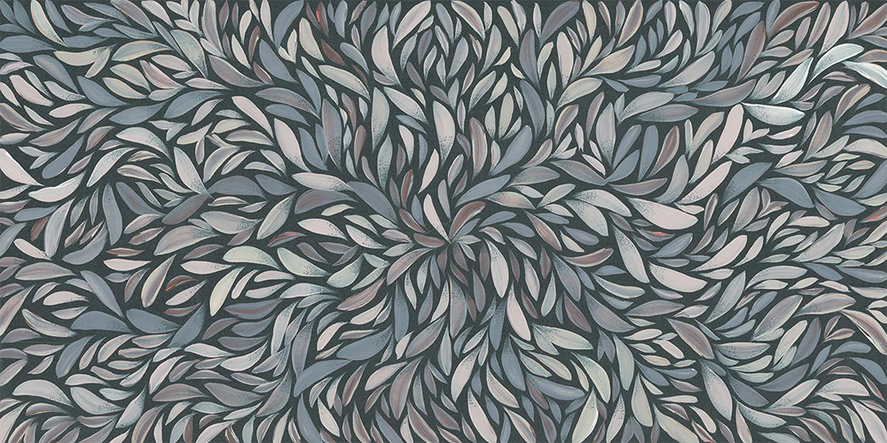 Tumbetin Baibaiye, Healing Leaves, Brown Cream and Grey, Blue Tone