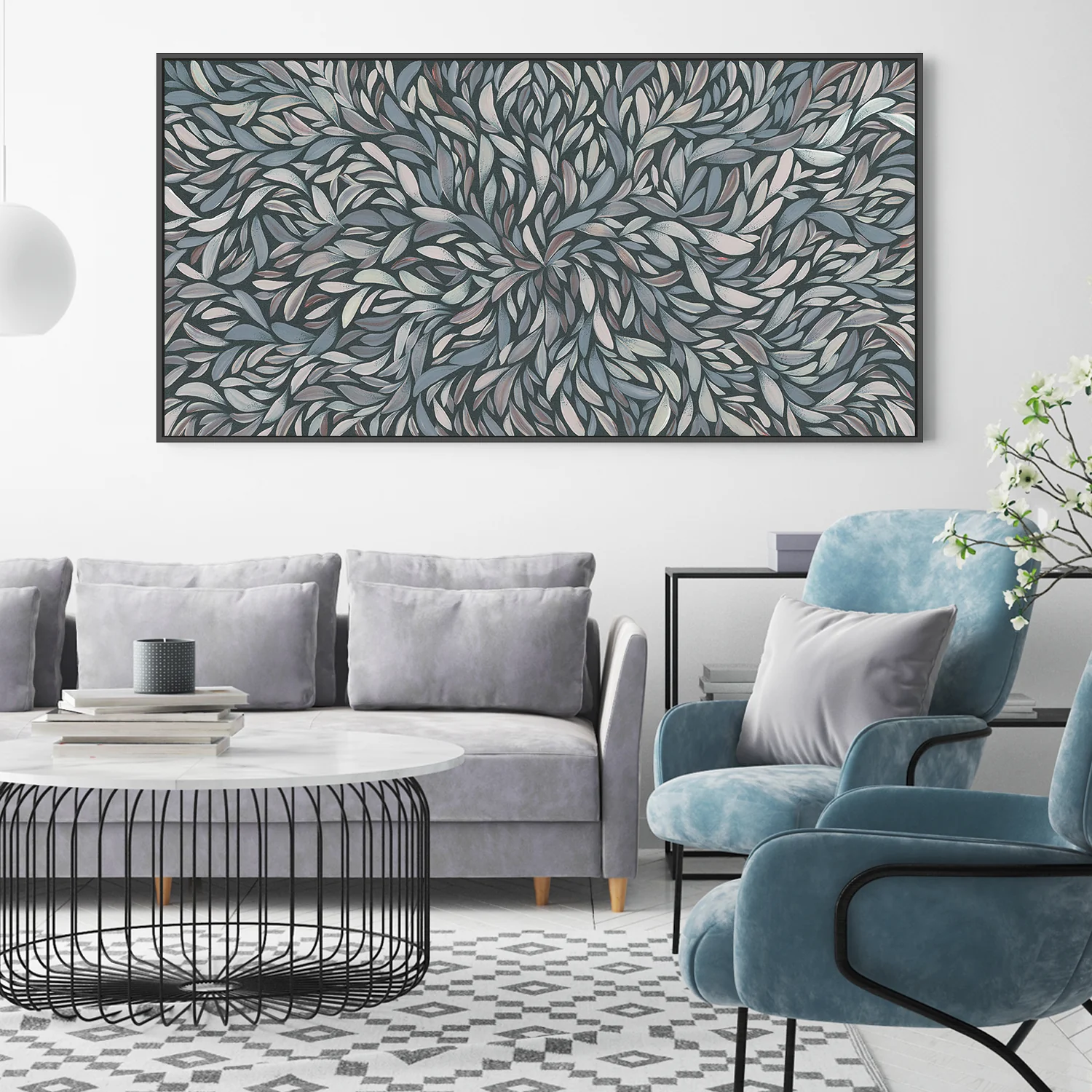 Tumbetin Baibaiye, Healing Leaves, Brown Cream and Grey, Blue Tone - Image 2
