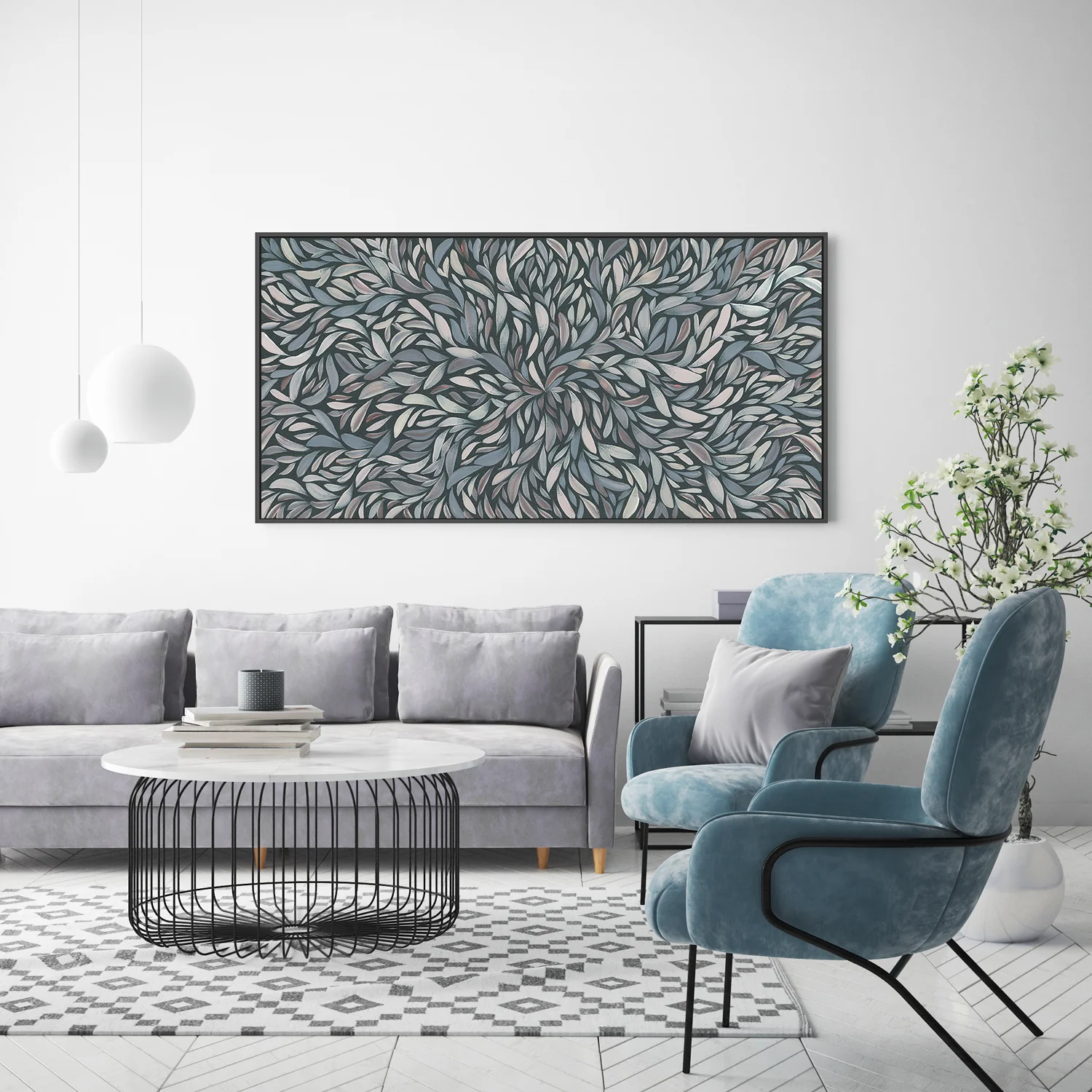 Tumbetin Baibaiye, Healing Leaves, Brown Cream and Grey, Blue Tone - Image 8