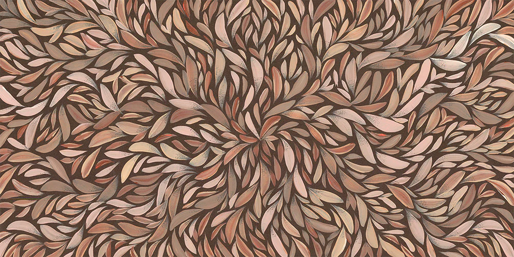 Tumbetin Baibaiye, Healing Leaves, Brown Cream and Grey, Mocha Tone