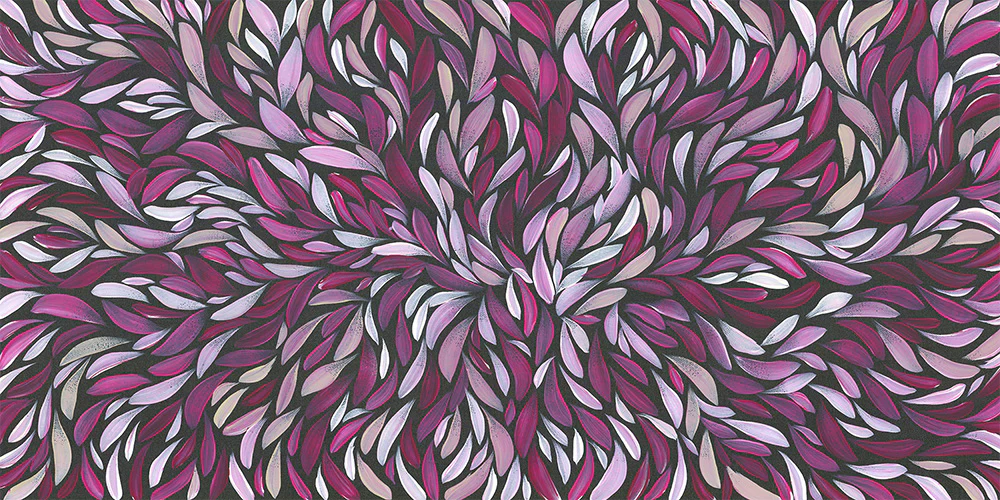 Tumbetin Baibaiye, Healing Leaves in Purple, Cream & White