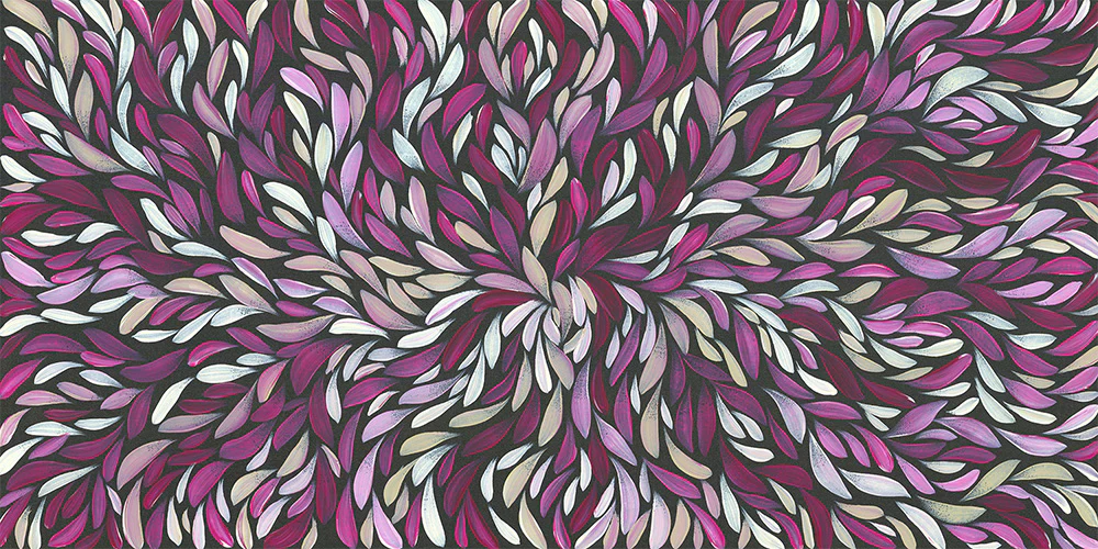 Tumbetin Baibaiye, Healing Leaves in Purple, Cream & White