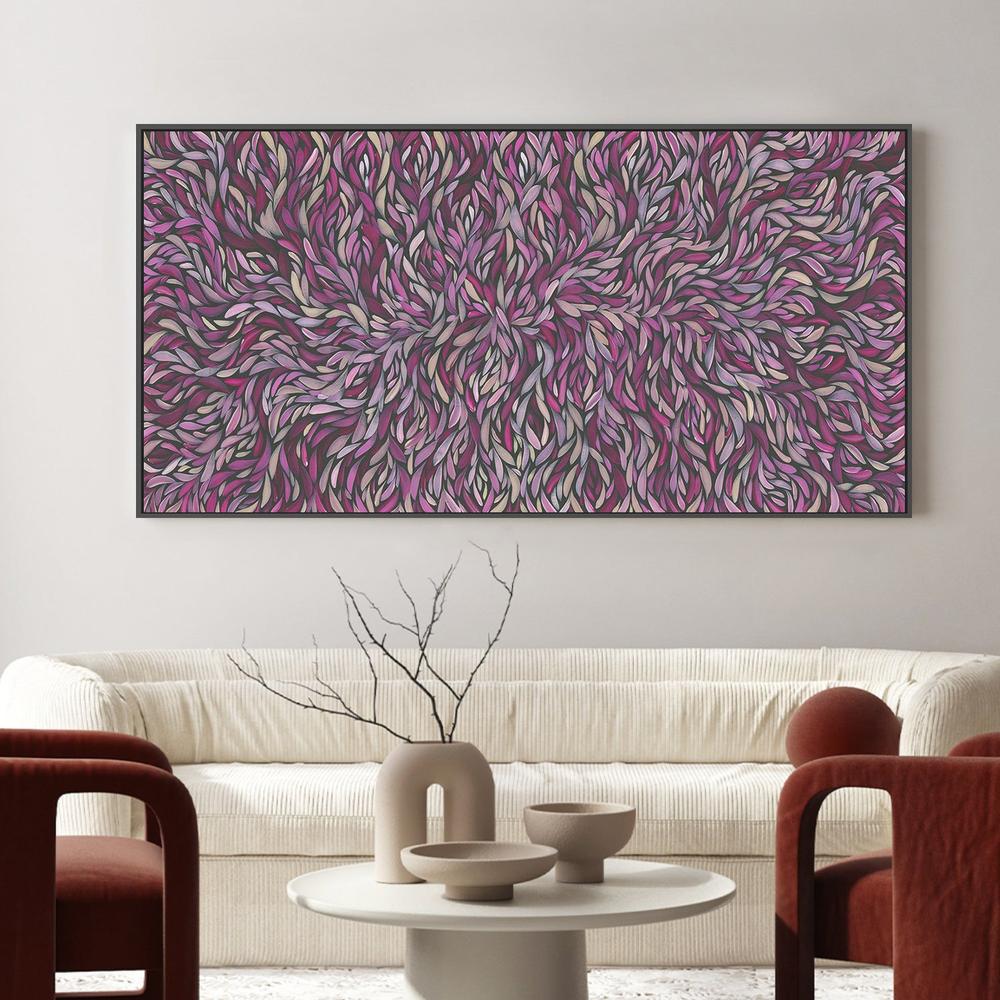 Tumbetin Baibaiye, Healing Leaves, Purple Beige and Cream - Image 2