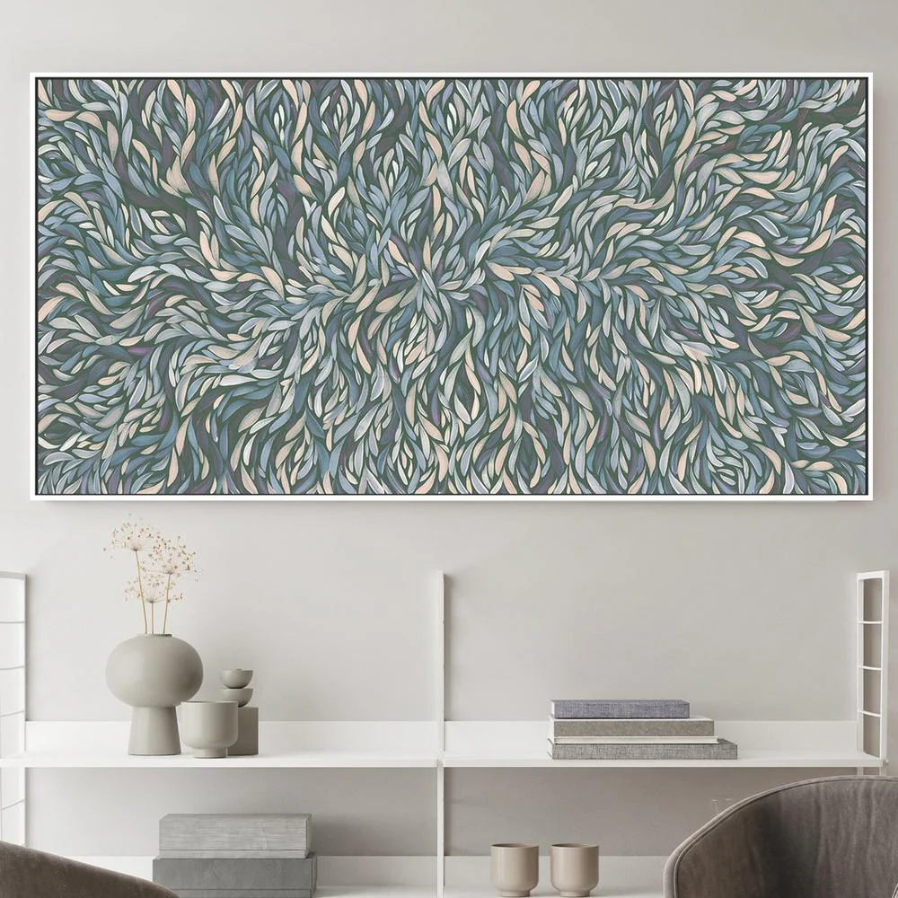 Tumbetin Baibaiye, Healing Leaves, Purple Beige and Cream, Blue Tone - Image 2