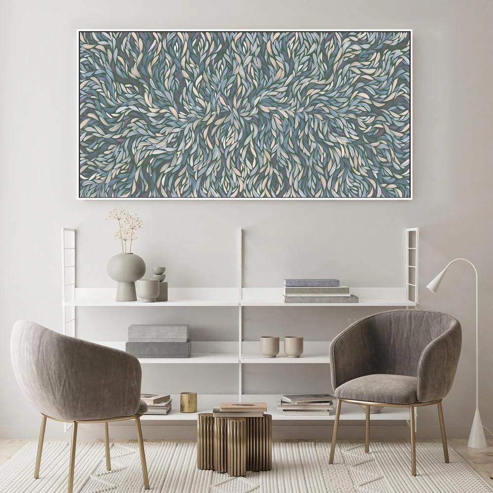 Tumbetin Baibaiye, Healing Leaves, Purple Beige and Cream, Blue Tone - Image 8