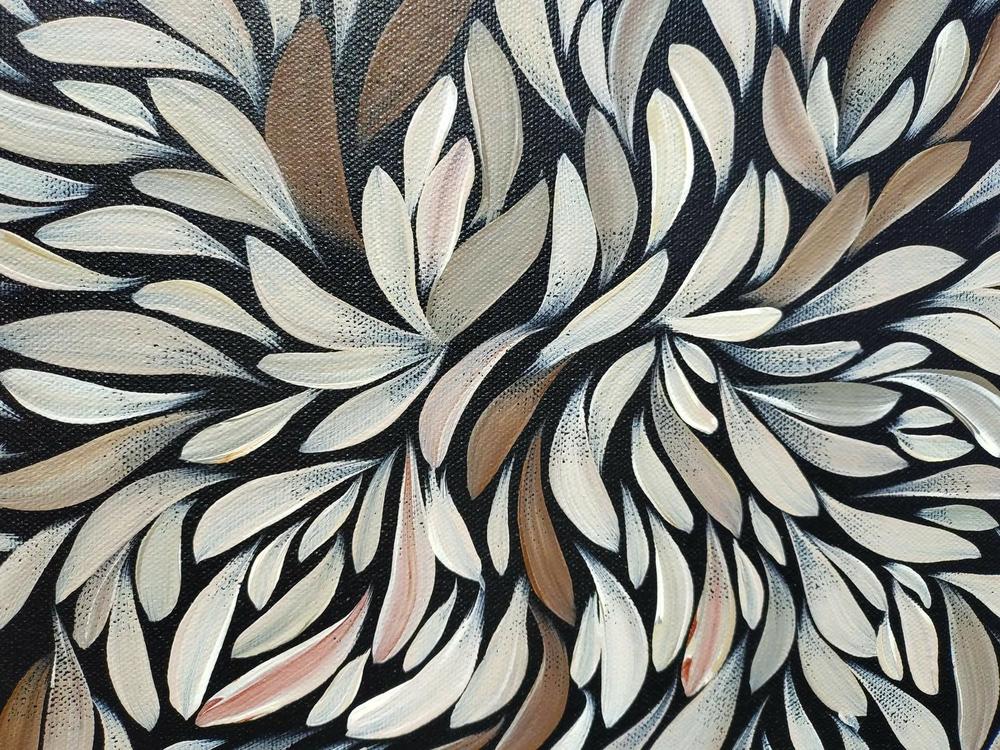Tumbetin Baibaiye's - Brown and cream Healing leaves with a hint of metallic copper , Original Artwork - Image 3