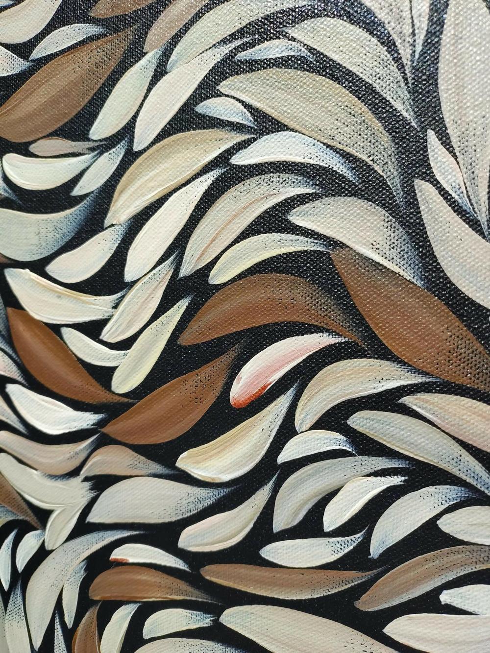 Tumbetin Baibaiye's - Brown and cream Healing leaves with a hint of metallic copper , Original Artwork - Image 6